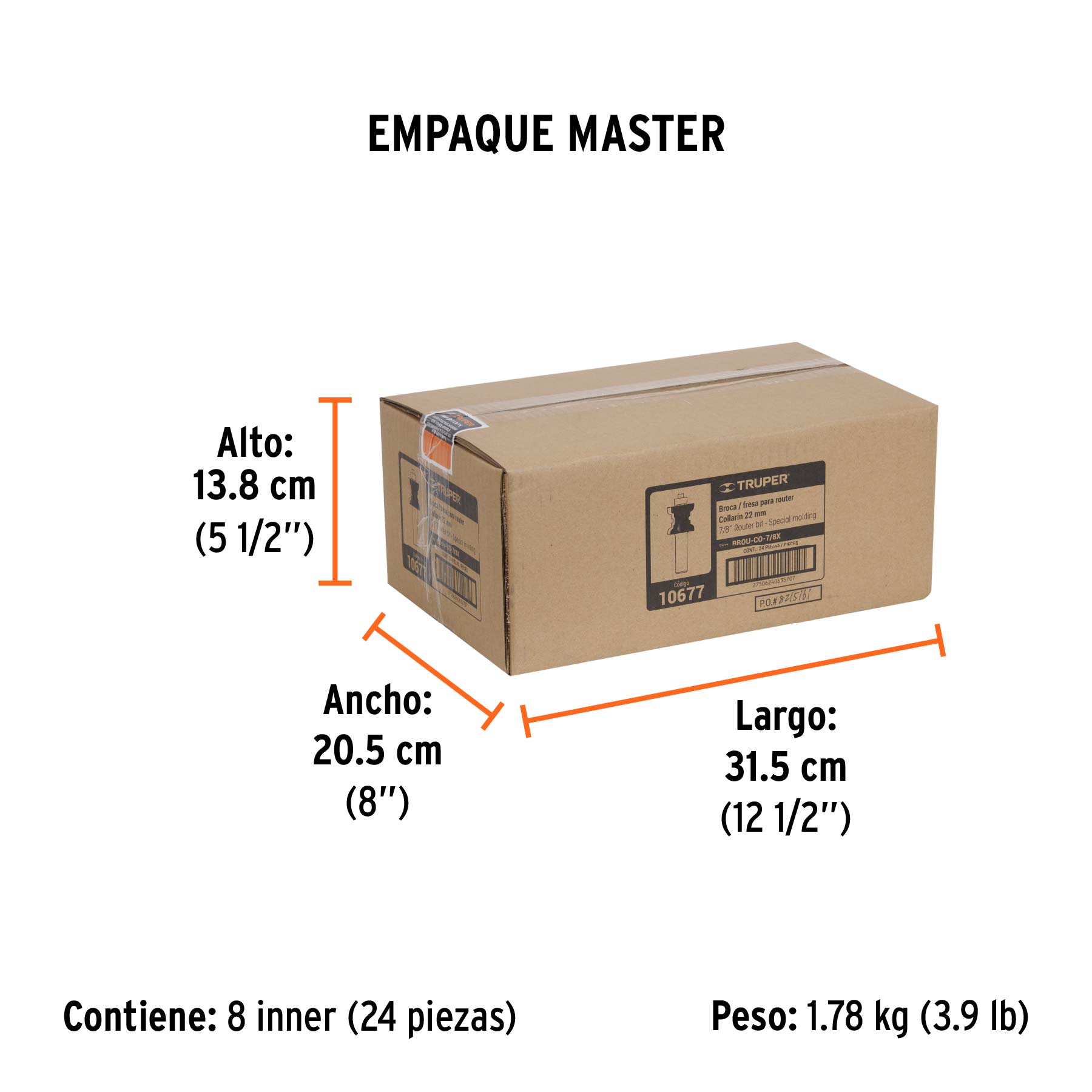 Broca para router, collarín, 7/8" con balero, TRUPER - Empaque