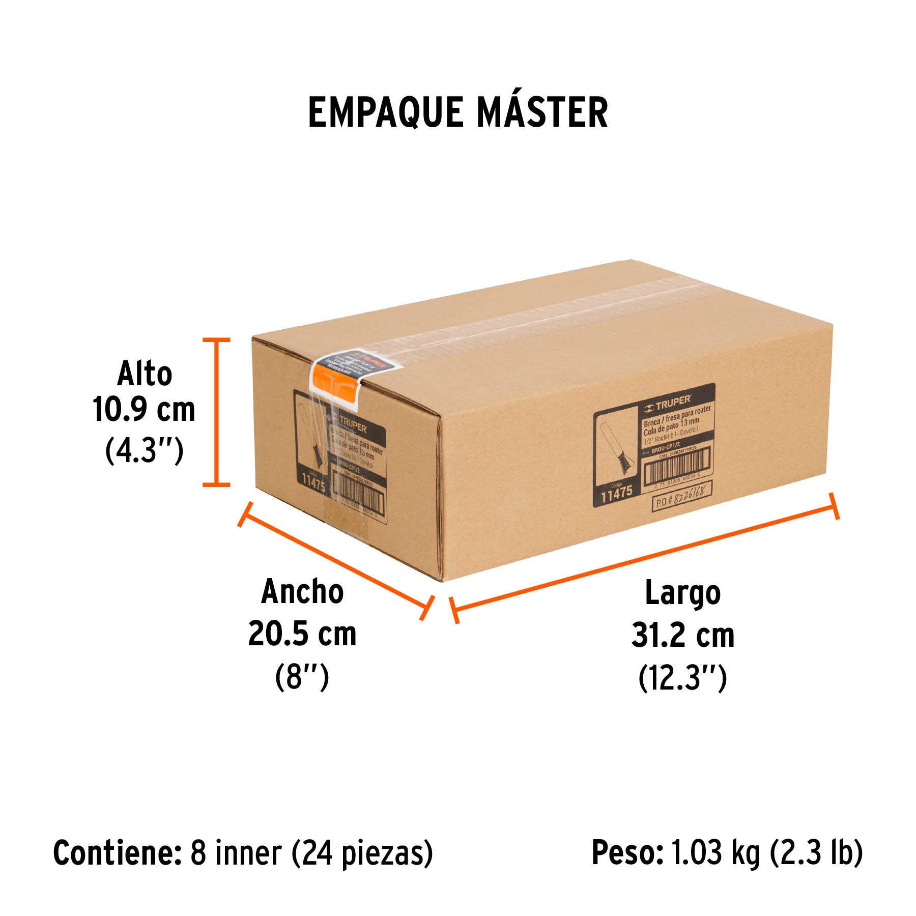 Broca para router, cola de pato, 1/2", TRUPER - Empaque