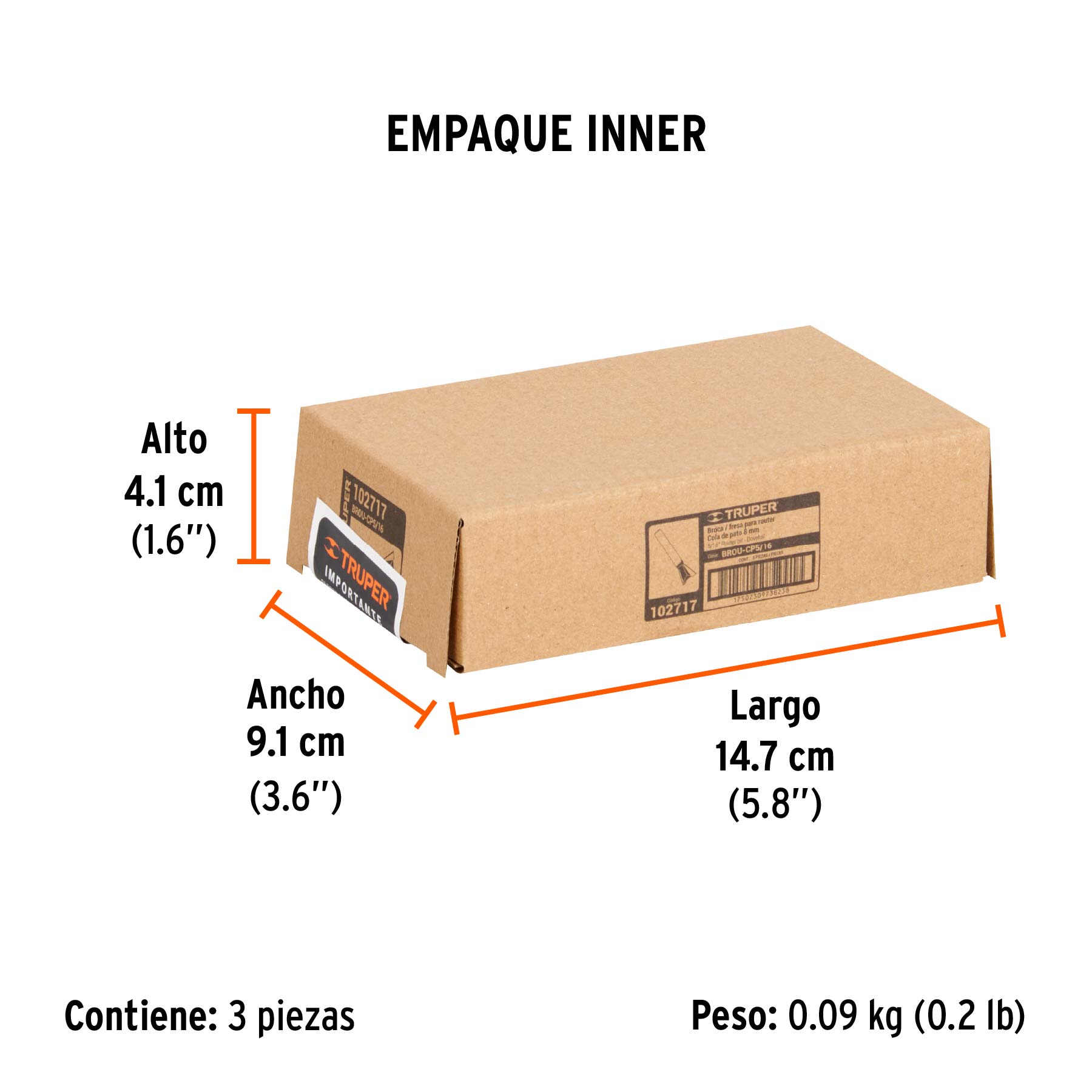 Broca para router, cola de pato, 5/16", TRUPER - Empaque