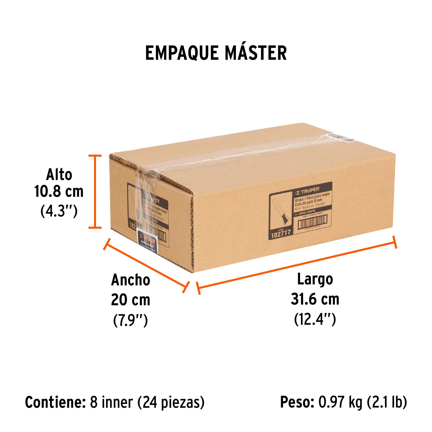 Broca para router, cola de pato, 5/16", TRUPER - Empaque