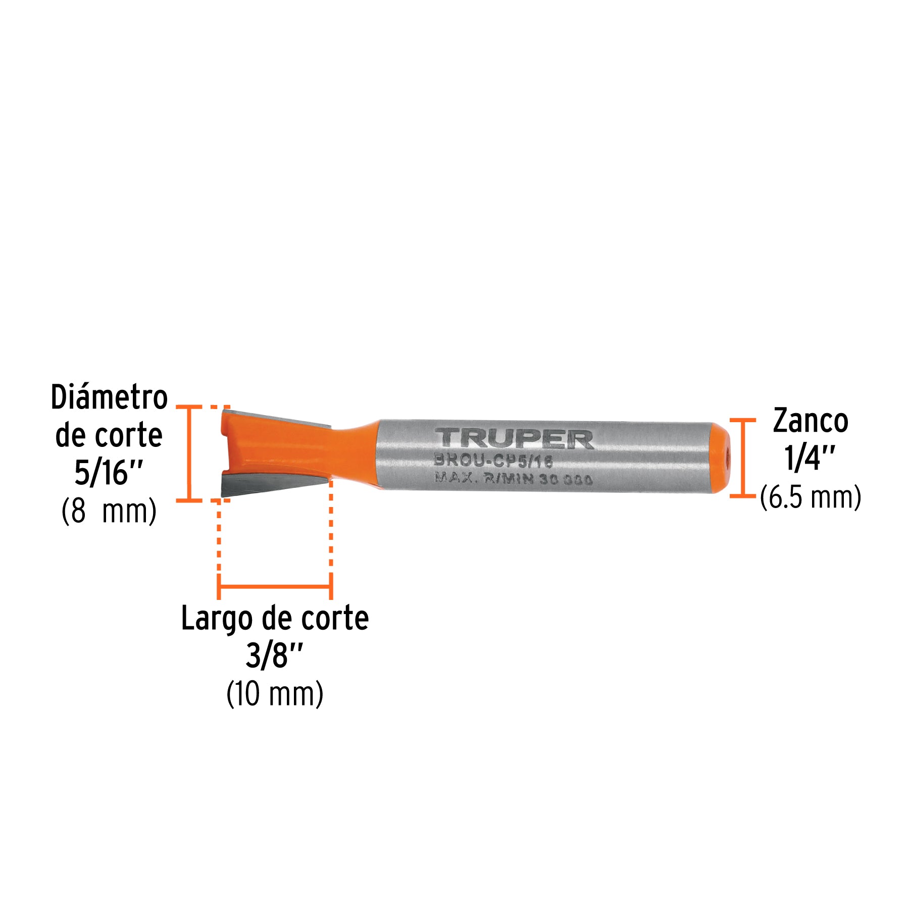 Broca para router, cola de pato, 5/16", TRUPER