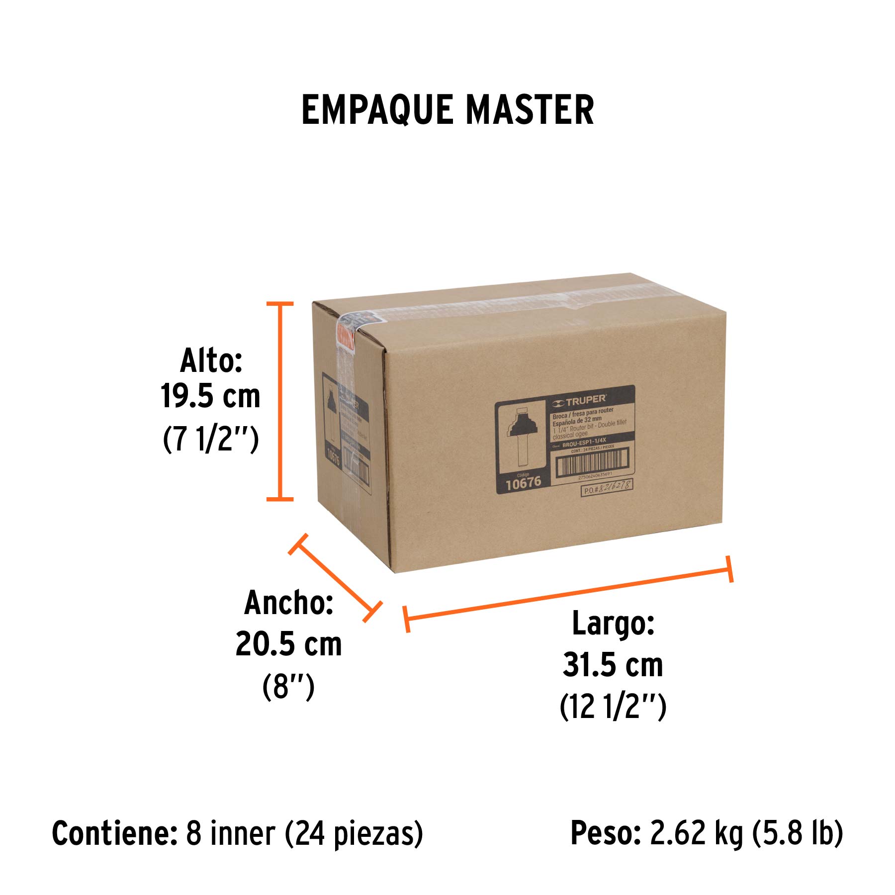 Broca para router, española, 1-1/4", con balero, TRUPER - Empaque