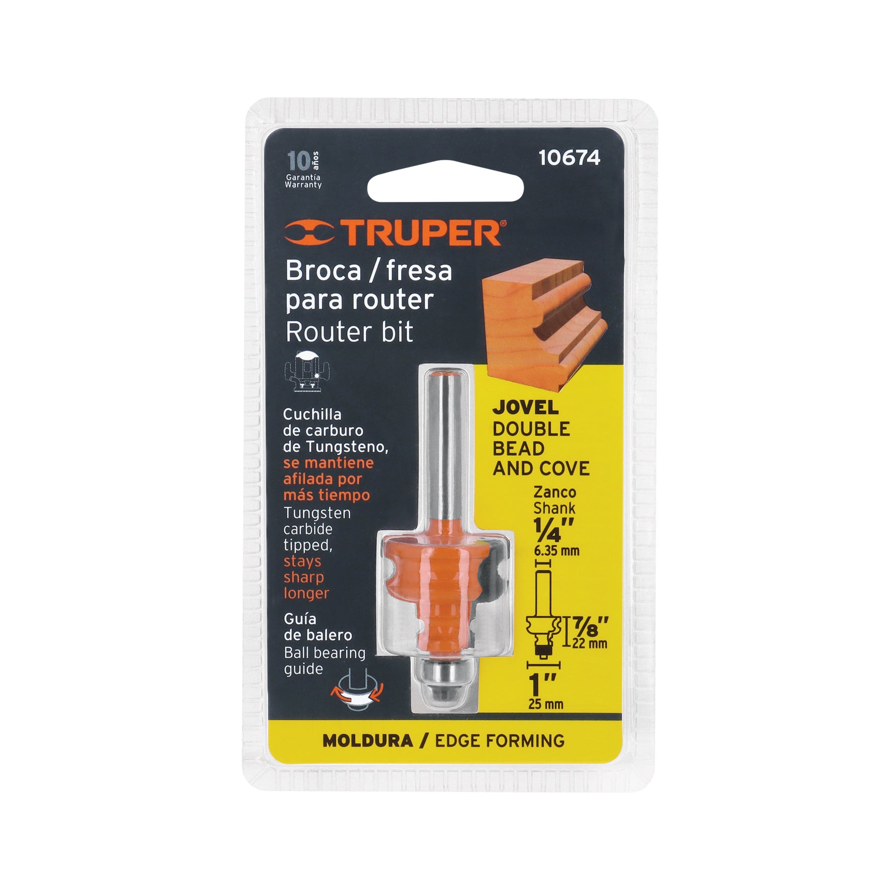 Broca router, jovel, 1", con balero, TRUPER