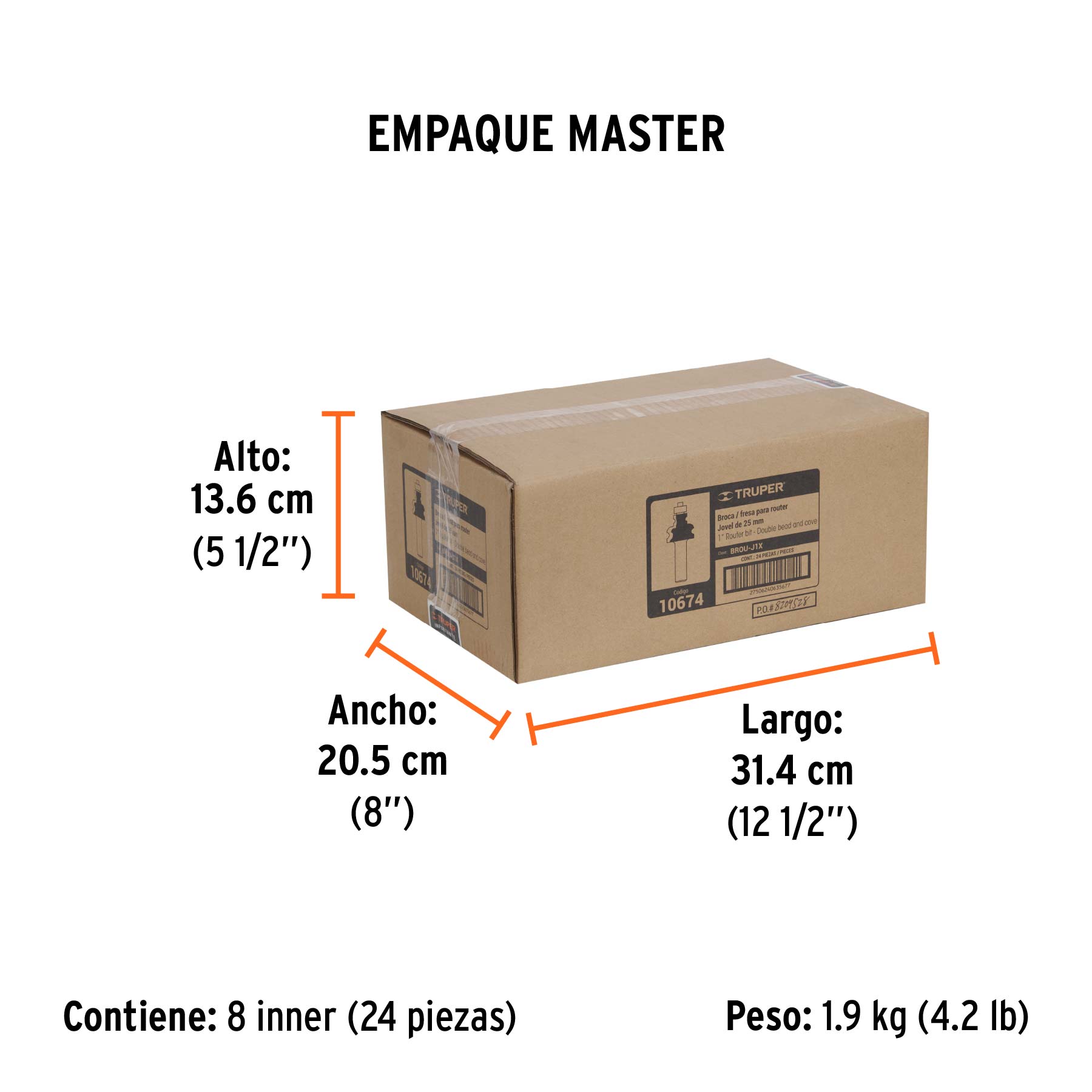 Broca router, jovel, 1", con balero, TRUPER - Empaque