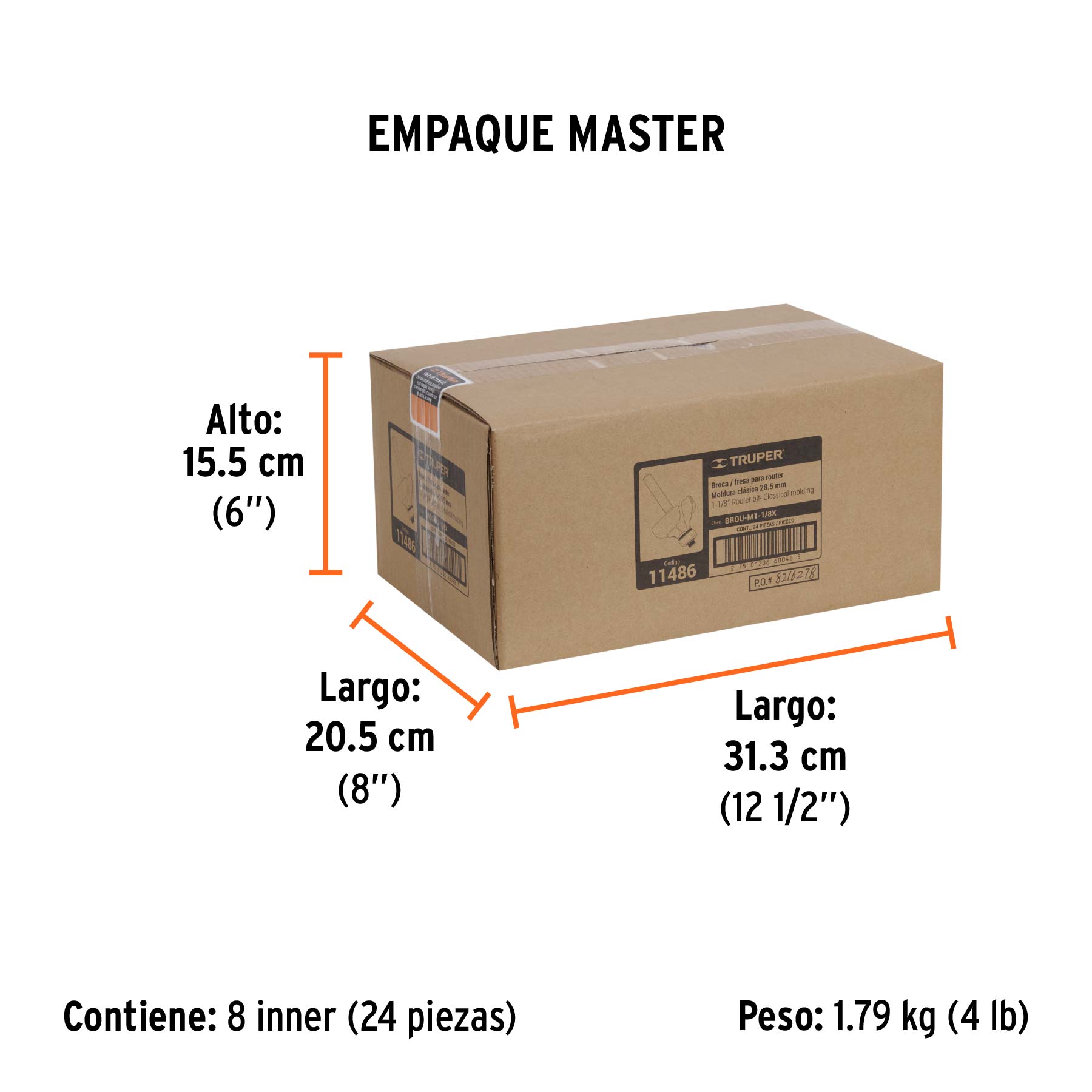 Broca para router, moldura clásica, 1-1/8" con balero,Truper - Empaque