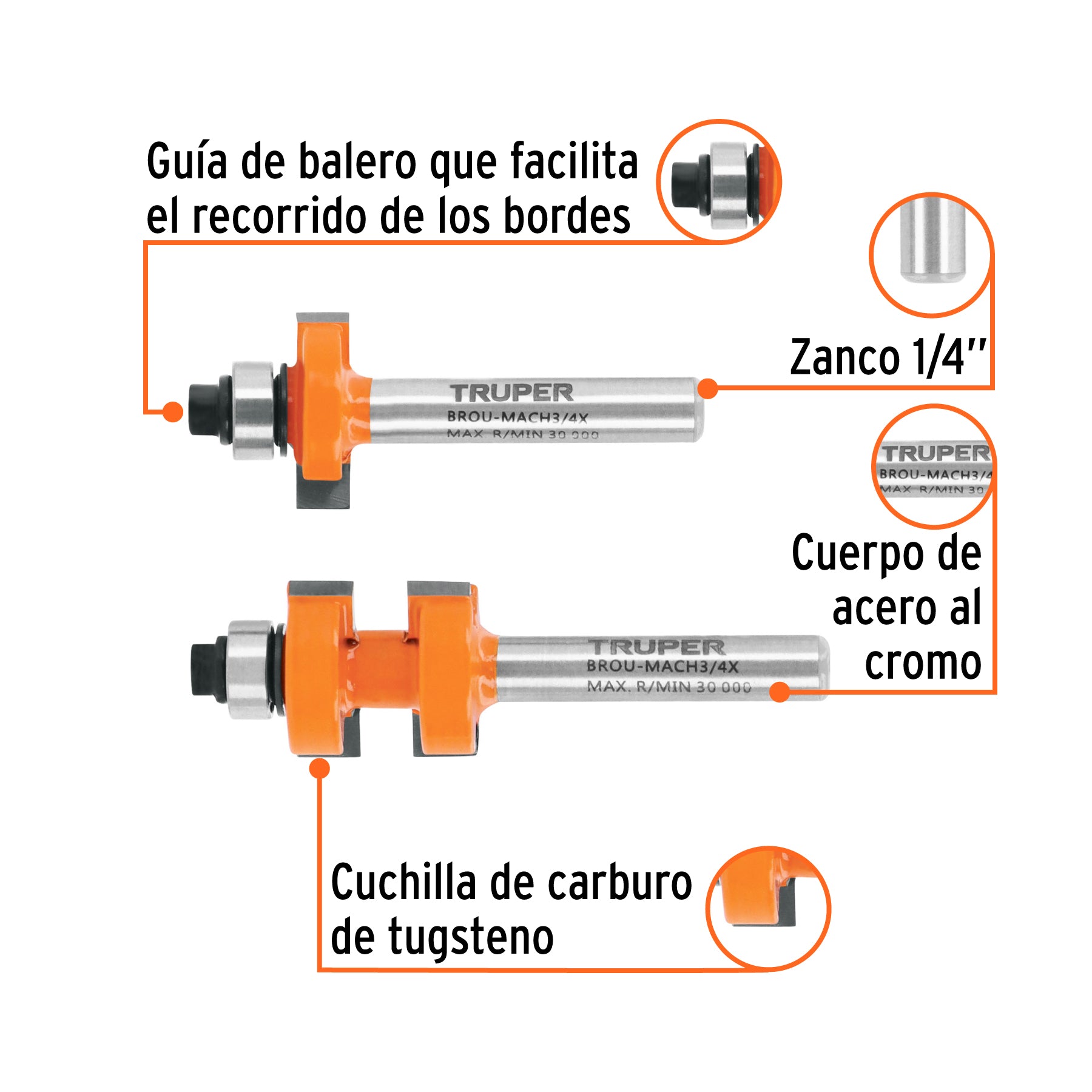 Juego de machimbrador, 3/4", con balero, TRUPER