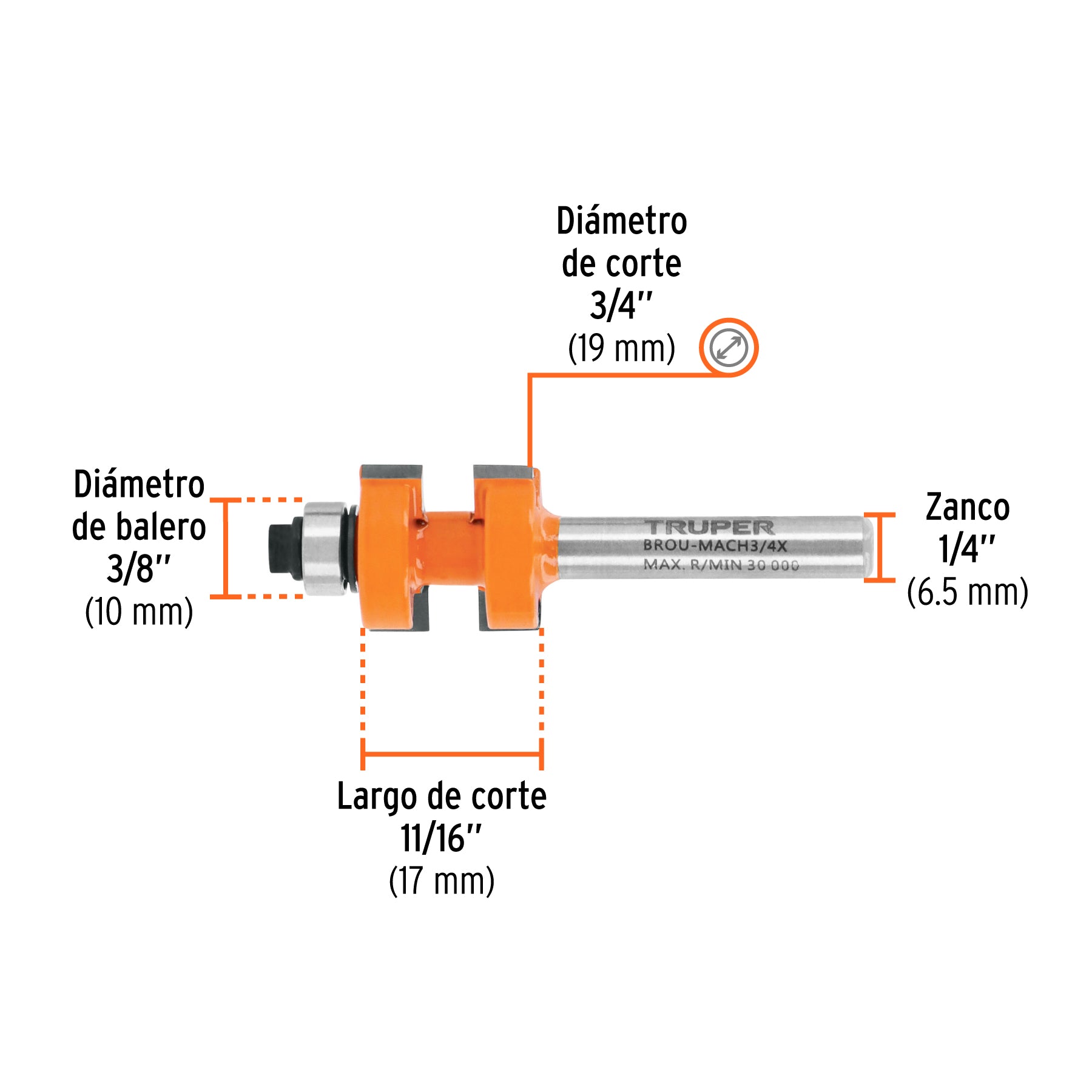 Juego de machimbrador, 3/4", con balero, TRUPER
