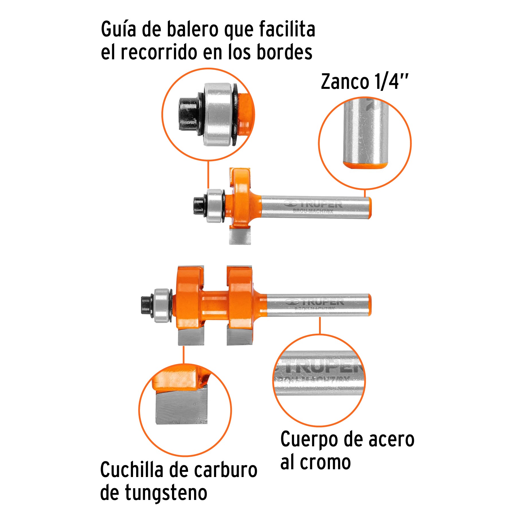 Juego de machimbrador, 7/8", con balero, TRUPER