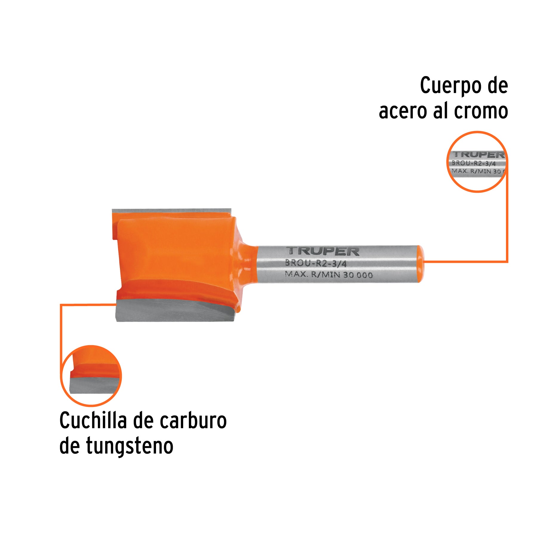 Broca para router, recta 2 filos, 3/4", TRUPER