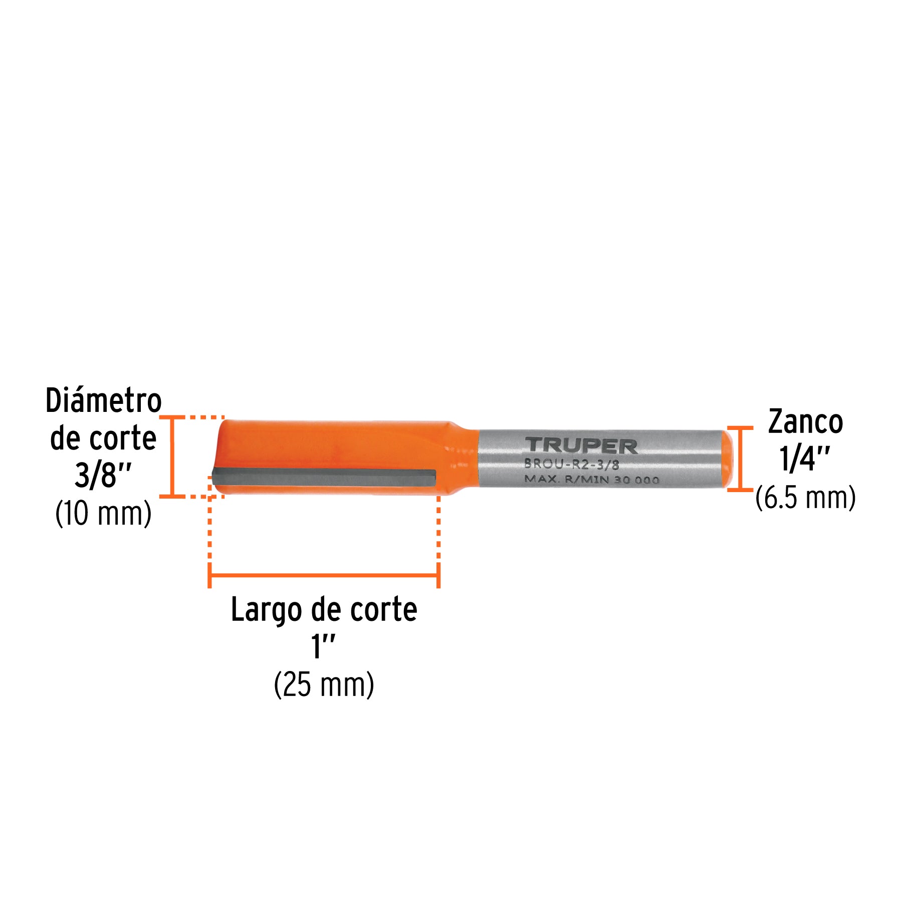 Broca para router, recta 2 filos, 3/8", TRUPER