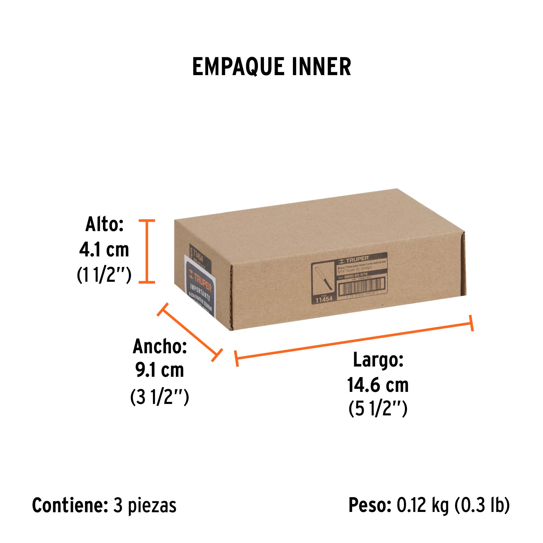Broca para router, recta 2 filos, 5/16", TRUPER - Empaque