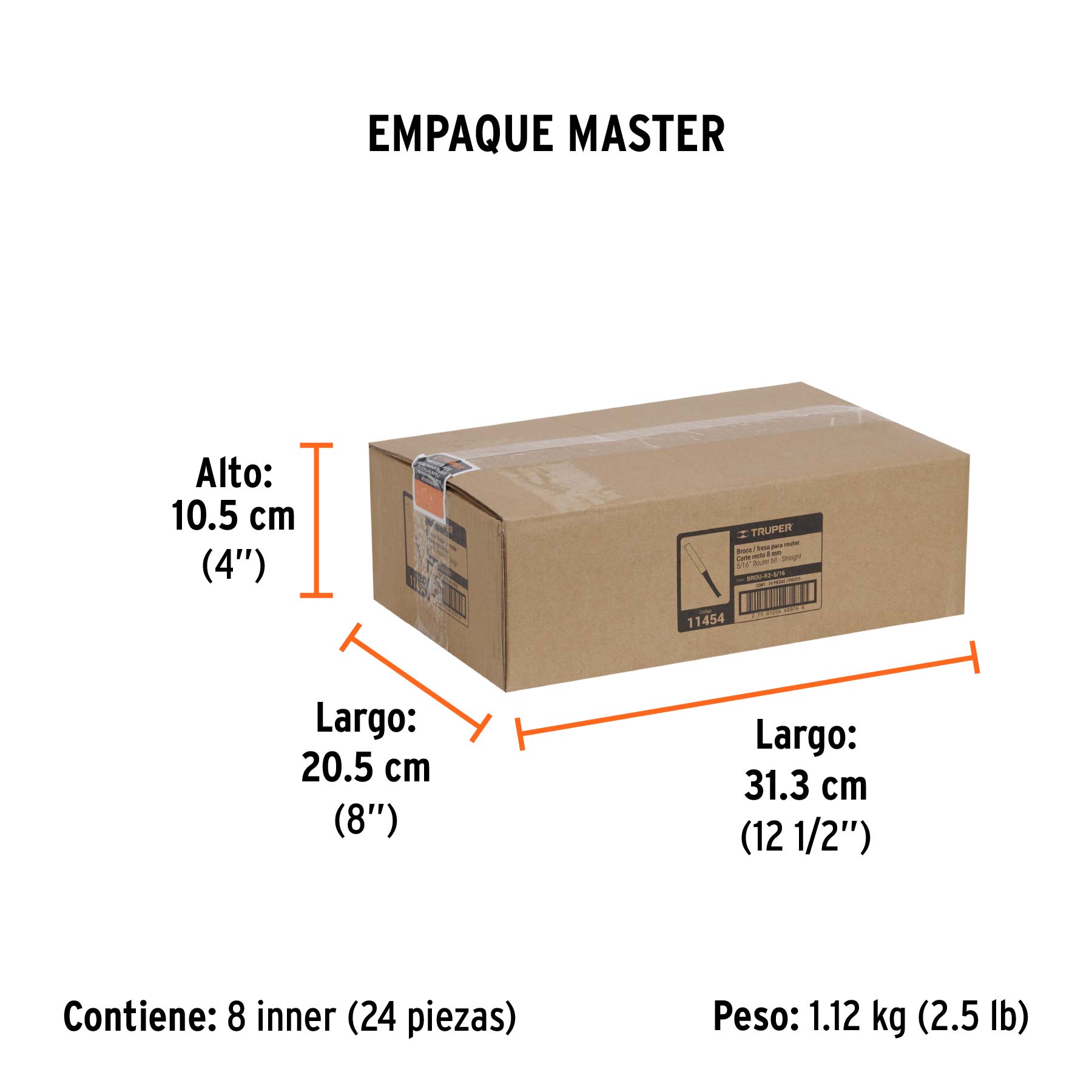 Broca para router, recta 2 filos, 5/16", TRUPER - Empaque