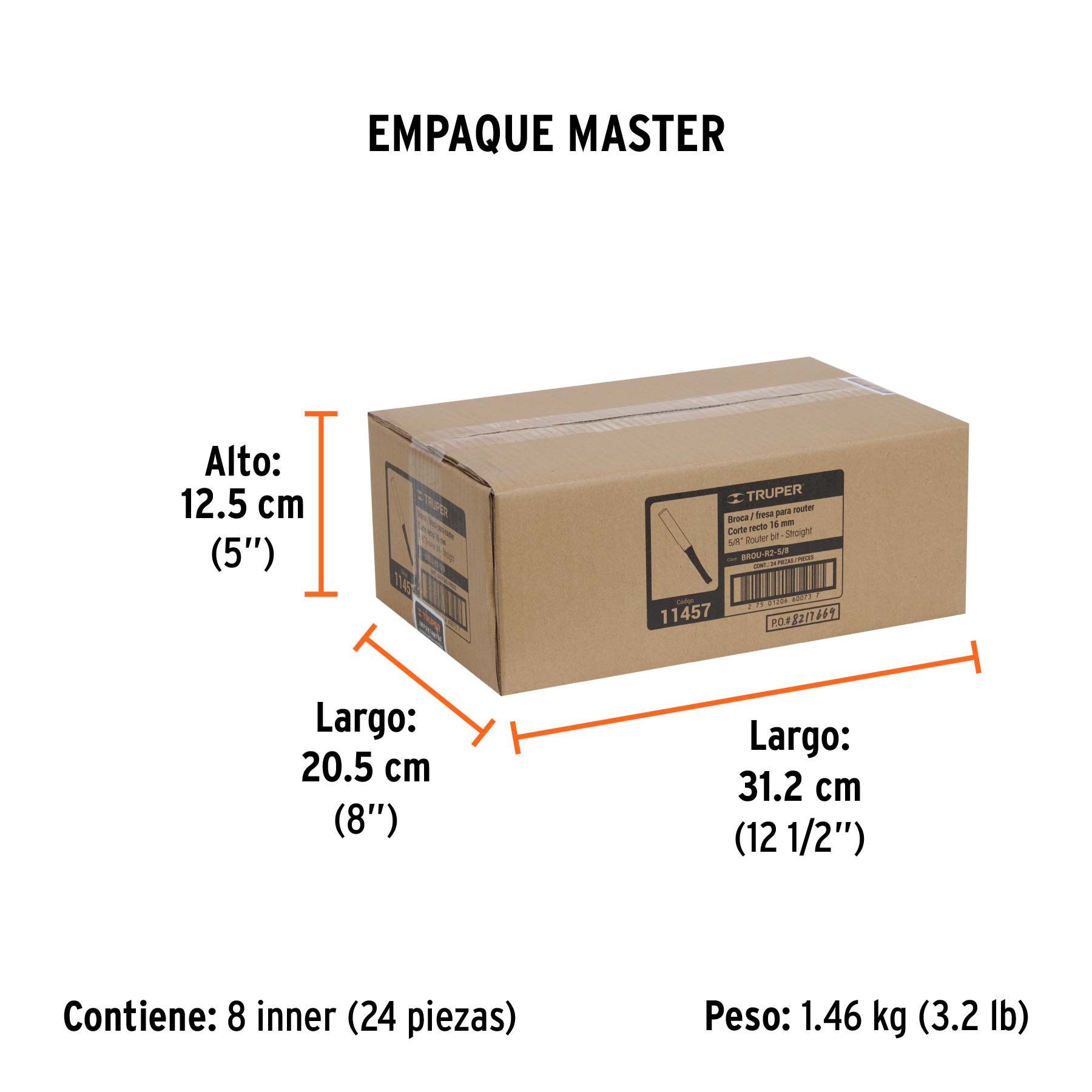 Broca para router, recta 2 filos, 5/8", TRUPER - Empaque