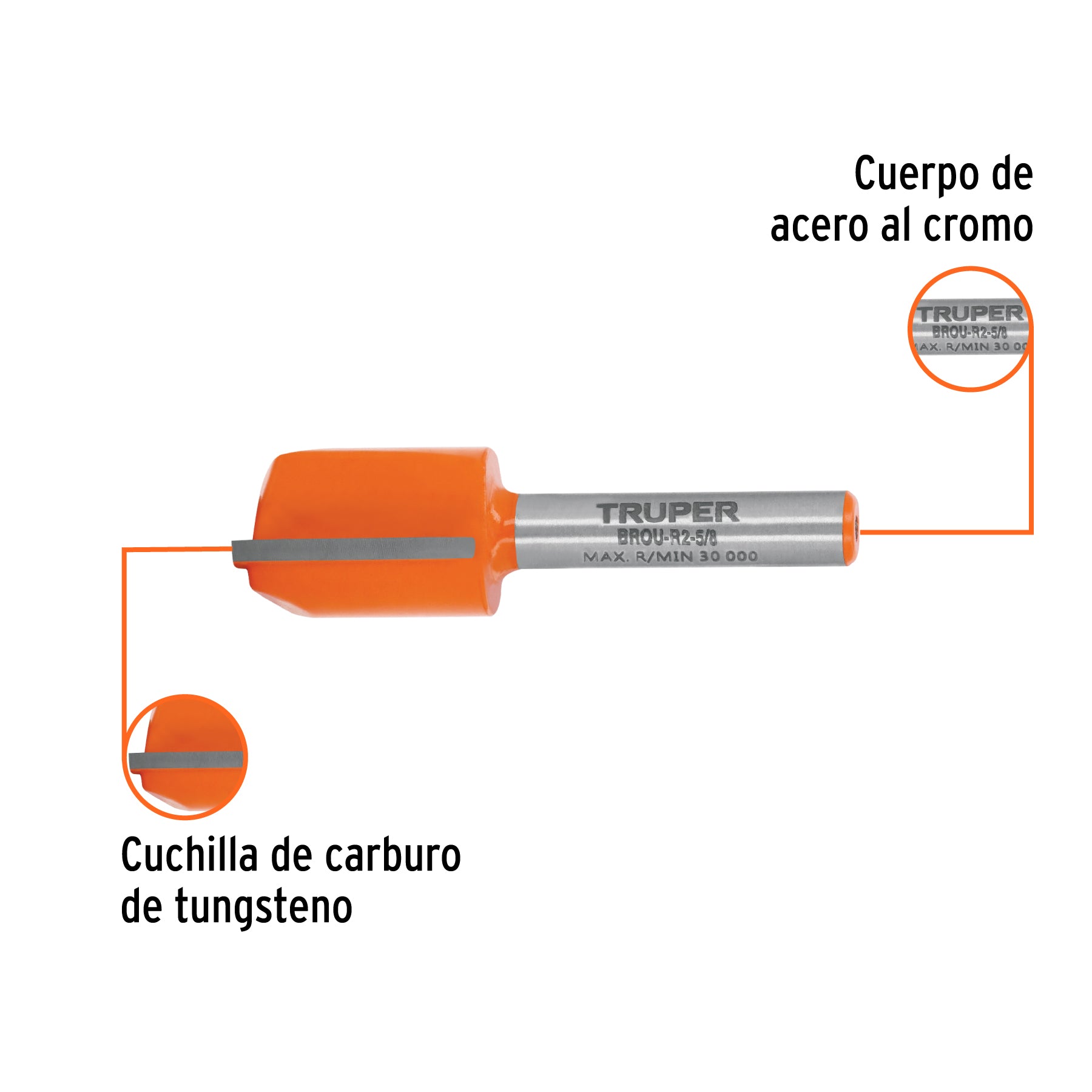 Broca para router, recta 2 filos, 5/8", TRUPER