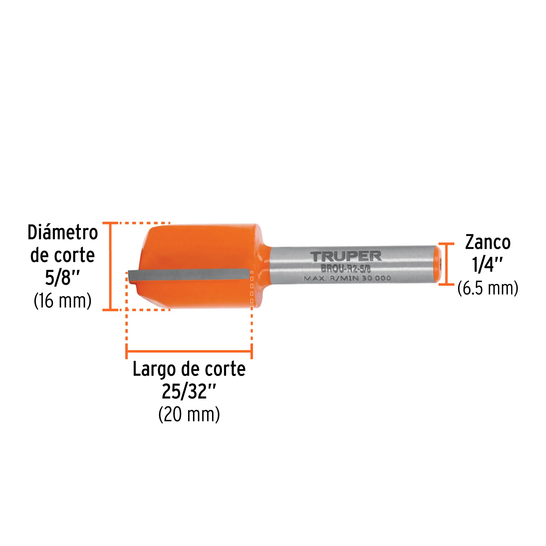 Broca para router, recta 2 filos, 5/8", TRUPER