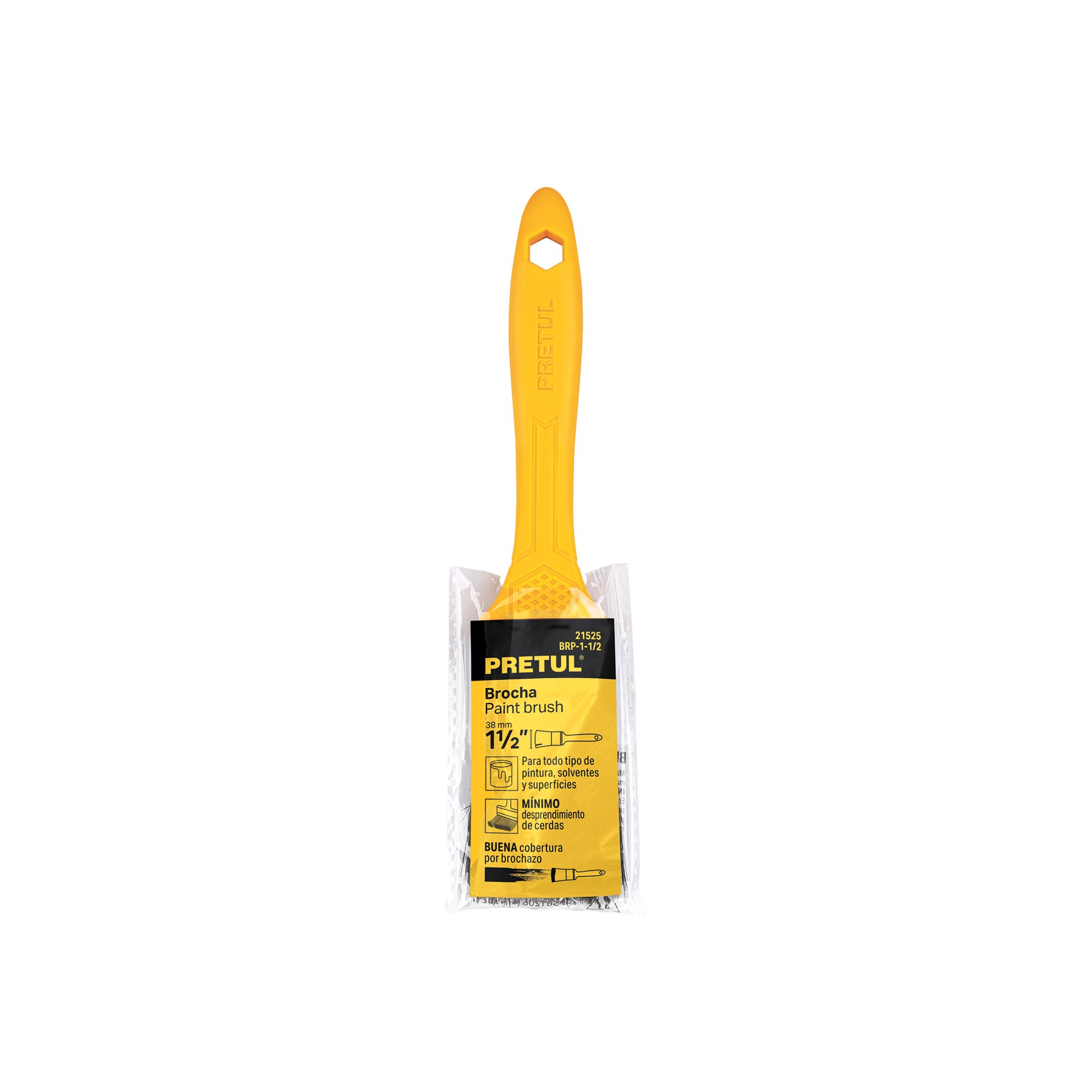 Brocha uso general de 1-1/2" con mango de plástico, PRETUL
