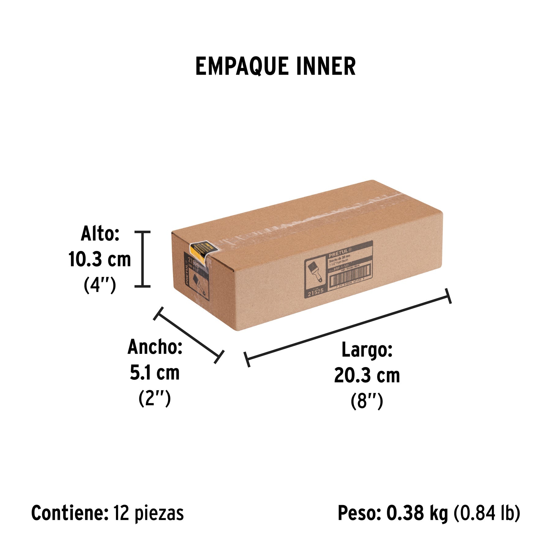 Brocha uso general de 1-1/2" con mango de plástico, PRETUL - Empaque