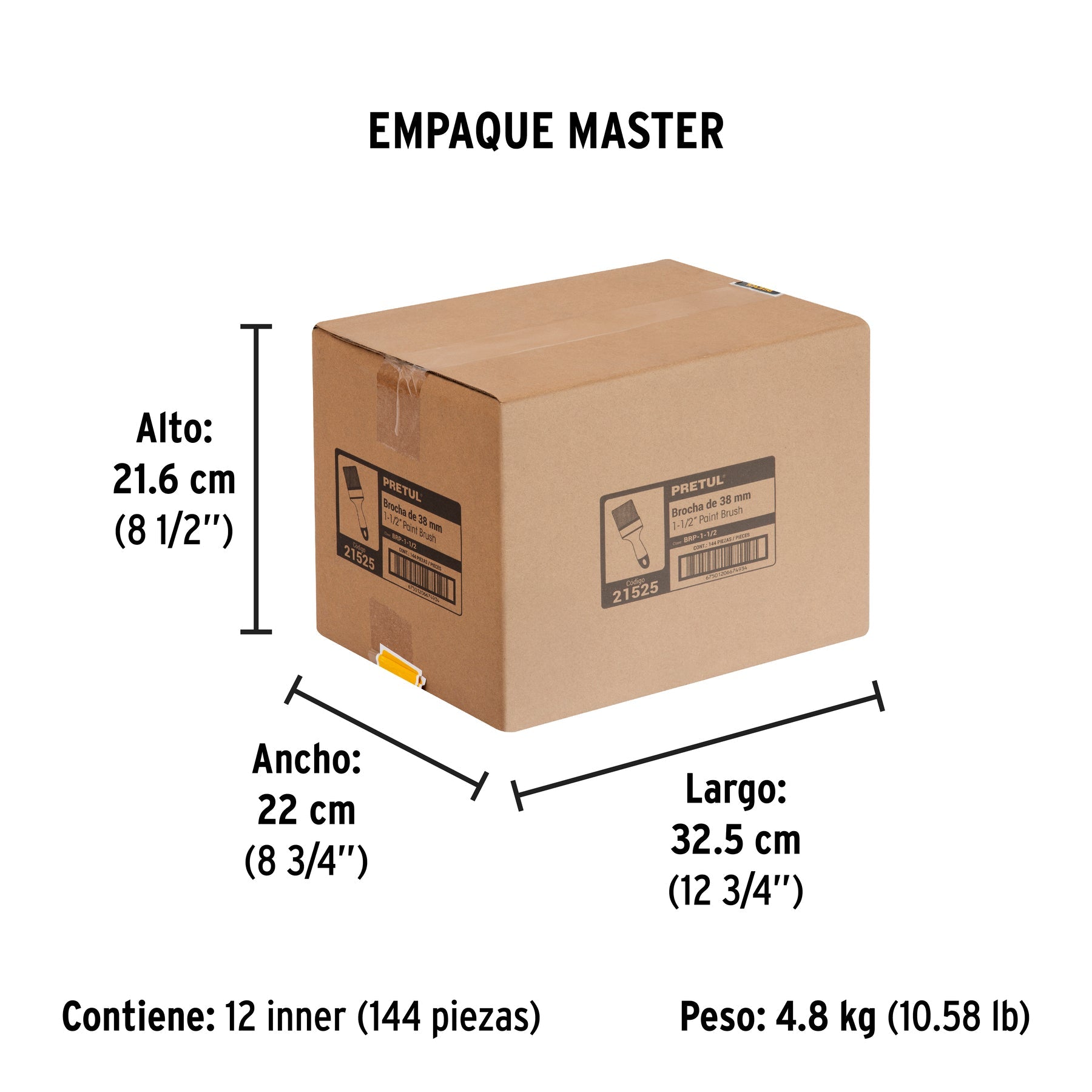 Brocha uso general de 1-1/2" con mango de plástico, PRETUL - Empaque