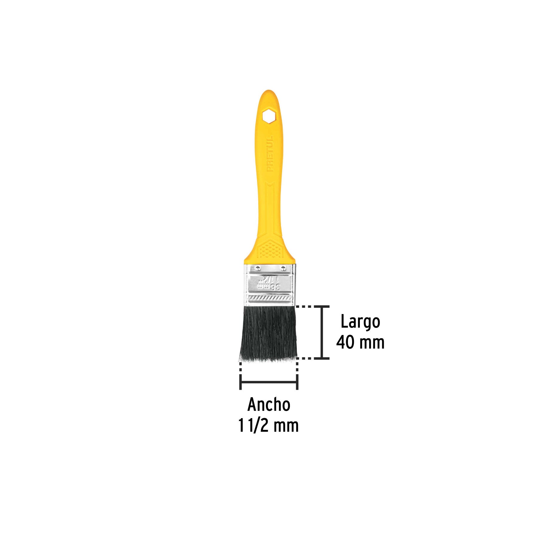Brocha uso general de 1-1/2" con mango de plástico, PRETUL