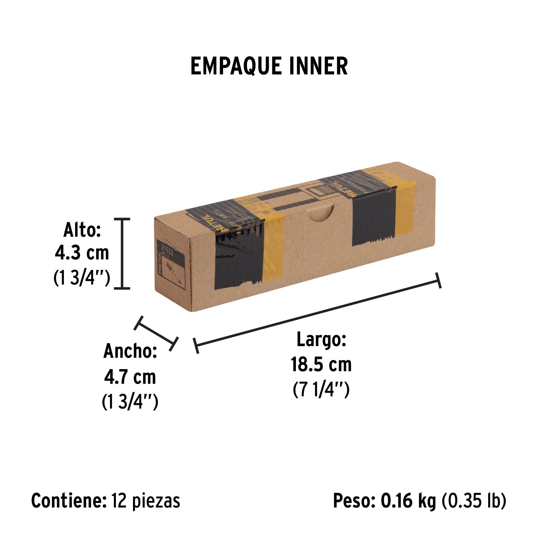 Brocha uso general de 1/2" con mango de plástico, PRETUL - Empaque