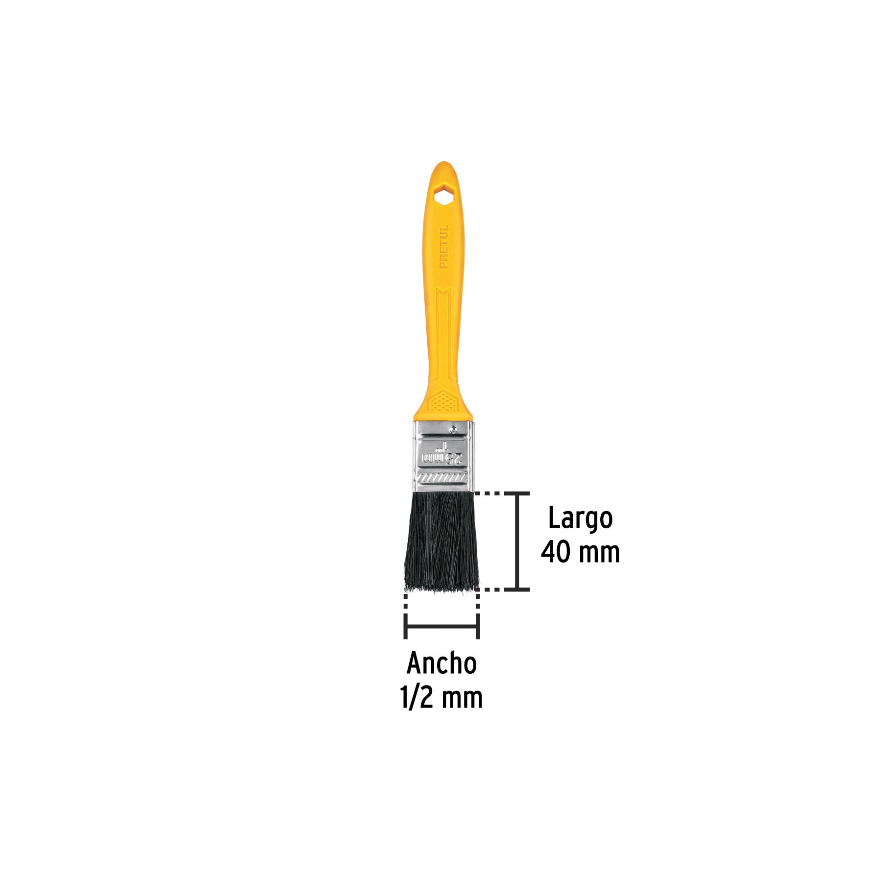 Brocha uso general de 1/2" con mango de plástico, PRETUL