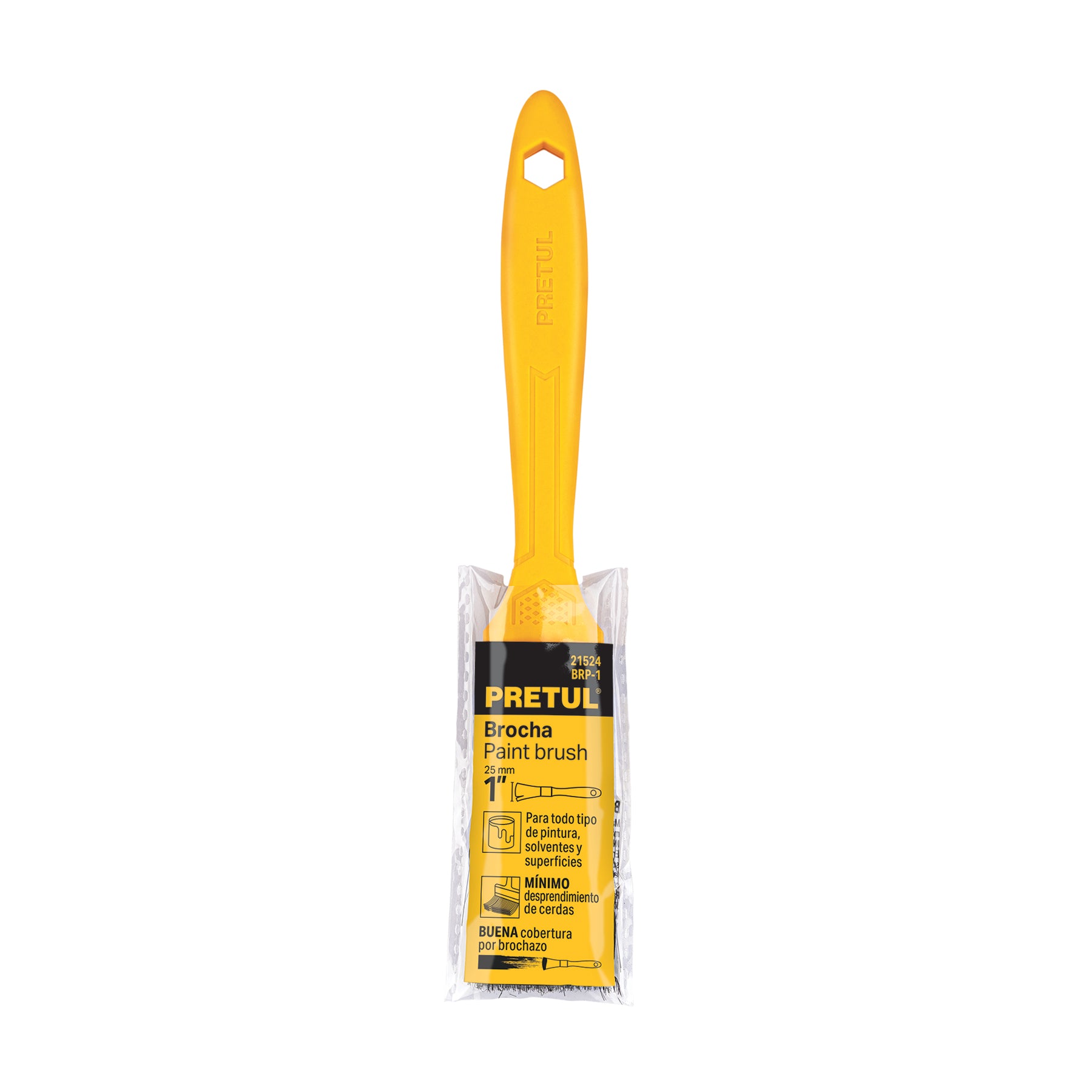 Brocha uso general de 1" con mango de plástico, PRETUL