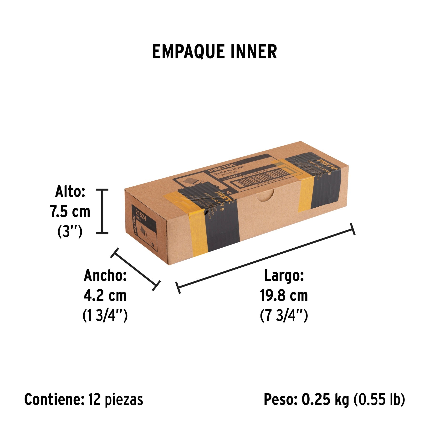 Brocha uso general de 1" con mango de plástico, PRETUL - Empaque