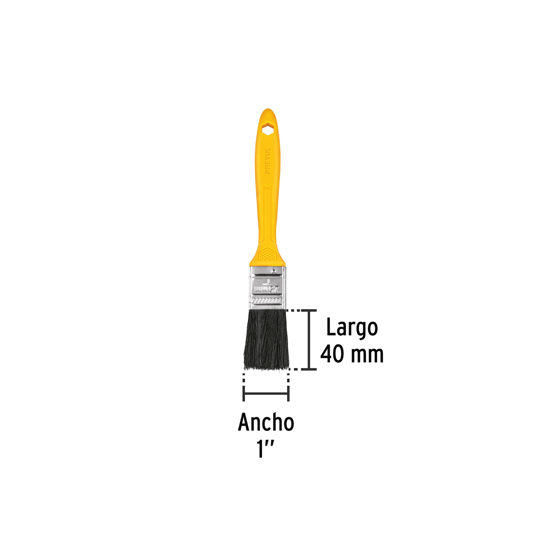 Brocha uso general de 1" con mango de plástico, PRETUL
