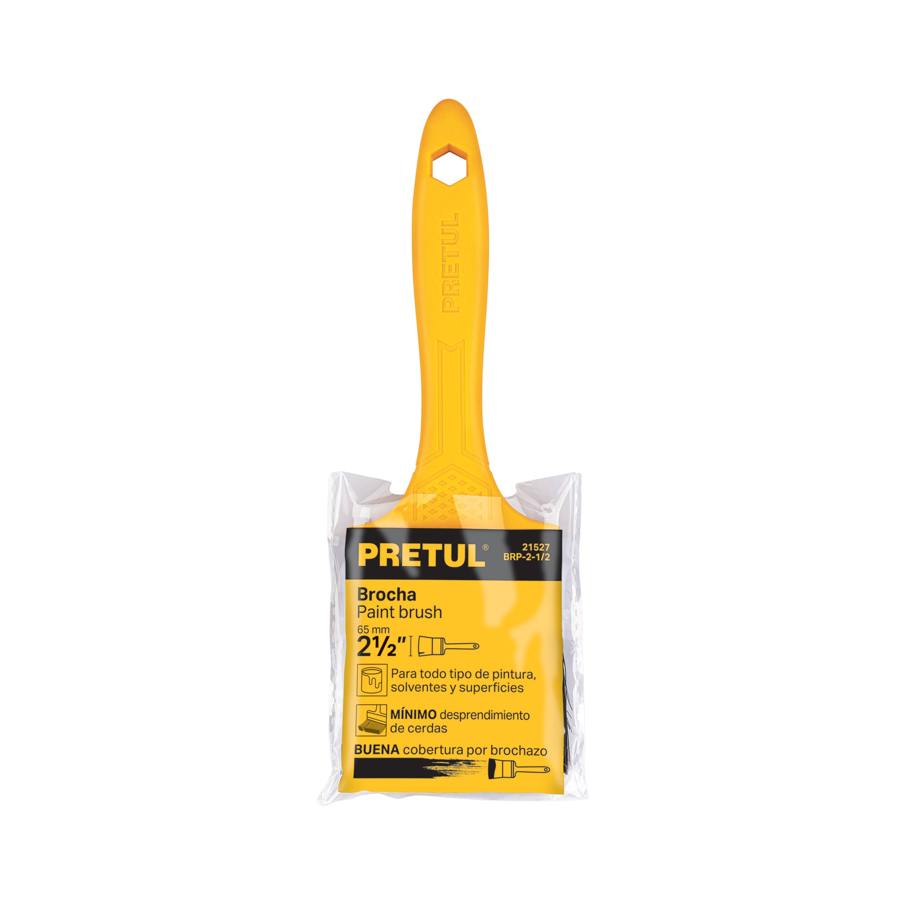 Brocha uso general de 2-1/2" con mango de plástico, PRETUL
