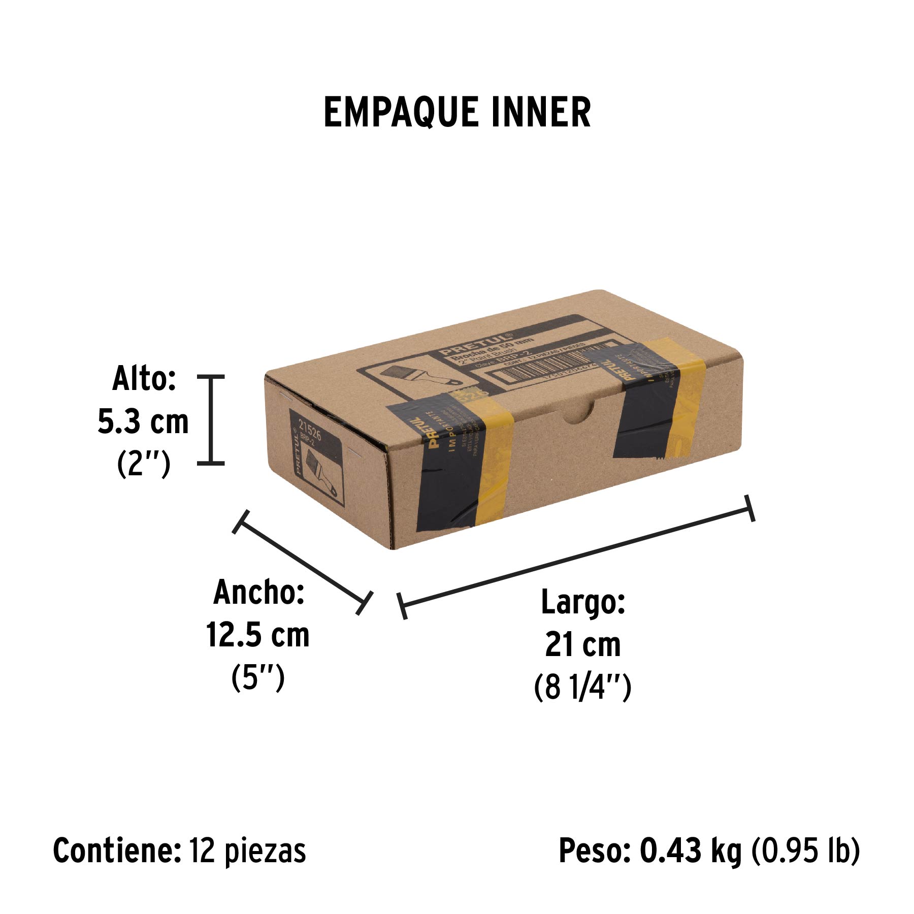 Brocha uso general de 2" con mango de plástico, PRETUL - Empaque