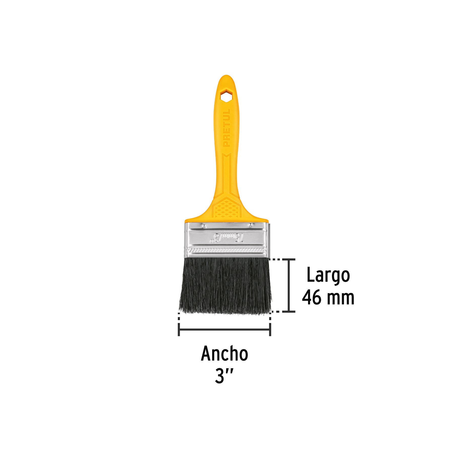 Brocha uso general de 3" con mango de plástico, PRETUL