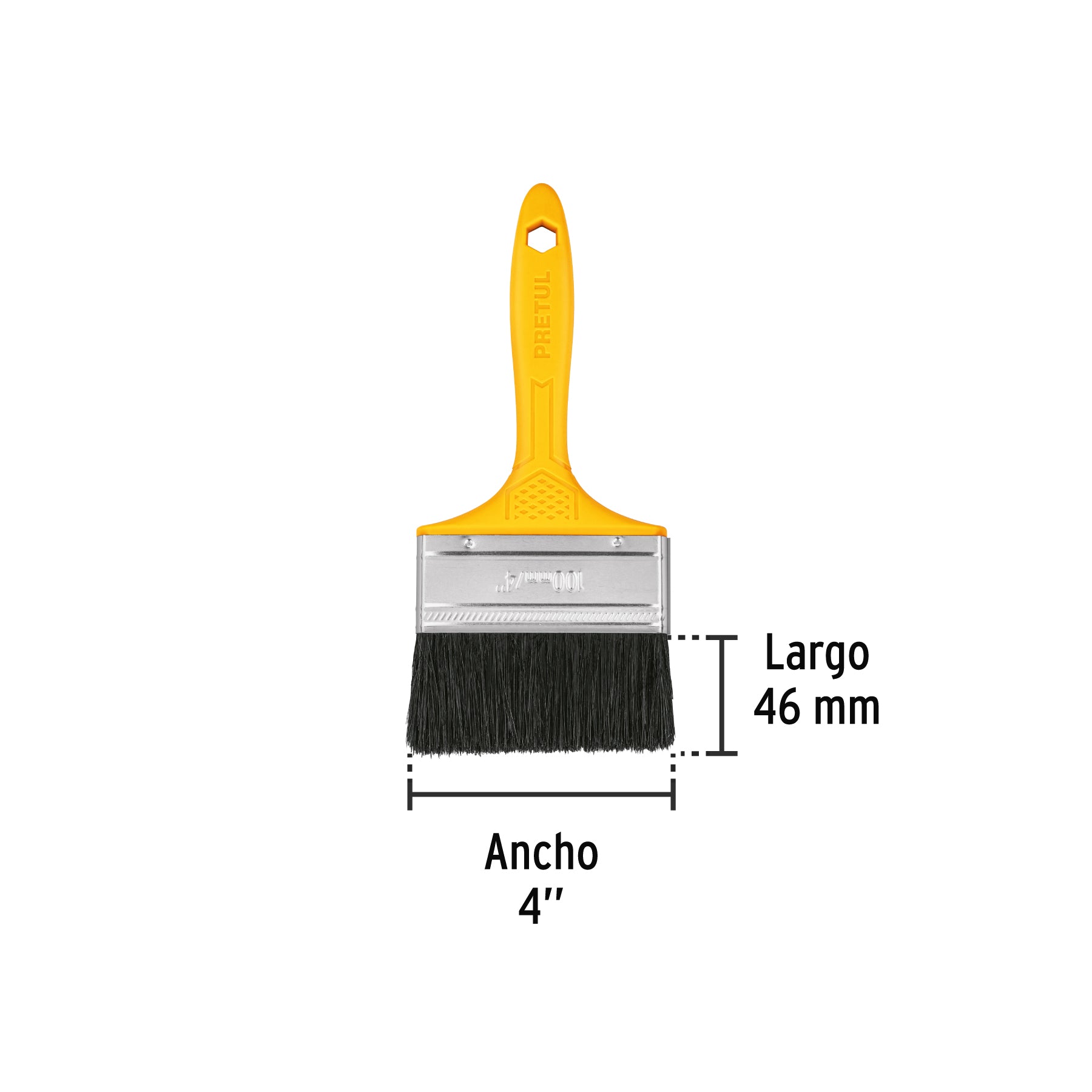 Brocha uso general de 4" con mango de plástico, PRETUL