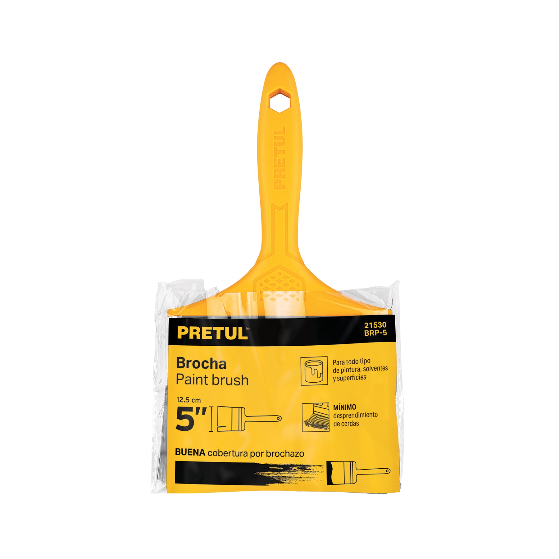 Brocha uso general de 5" con mango de plástico, PRETUL