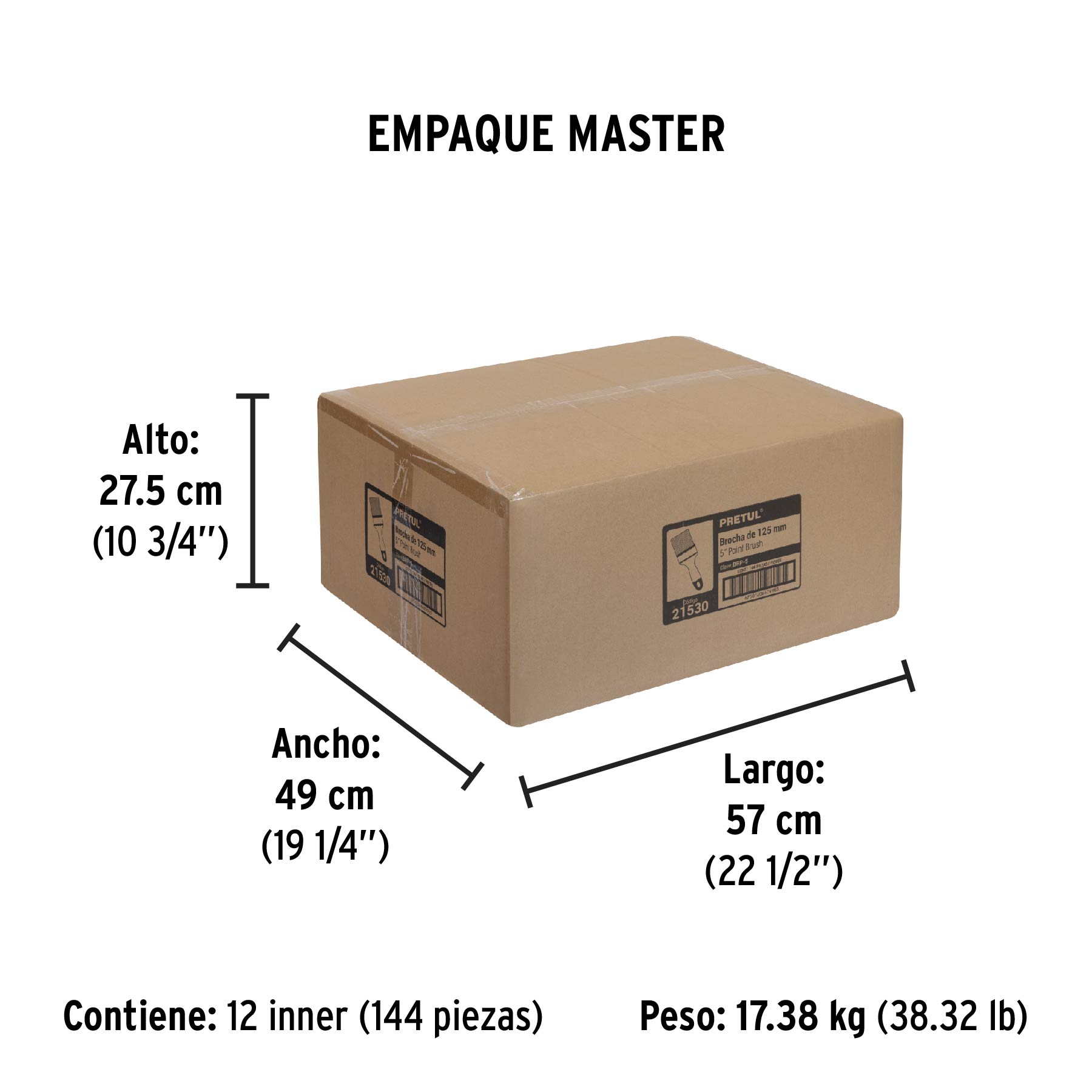 Brocha uso general de 5" con mango de plástico, PRETUL - Empaque