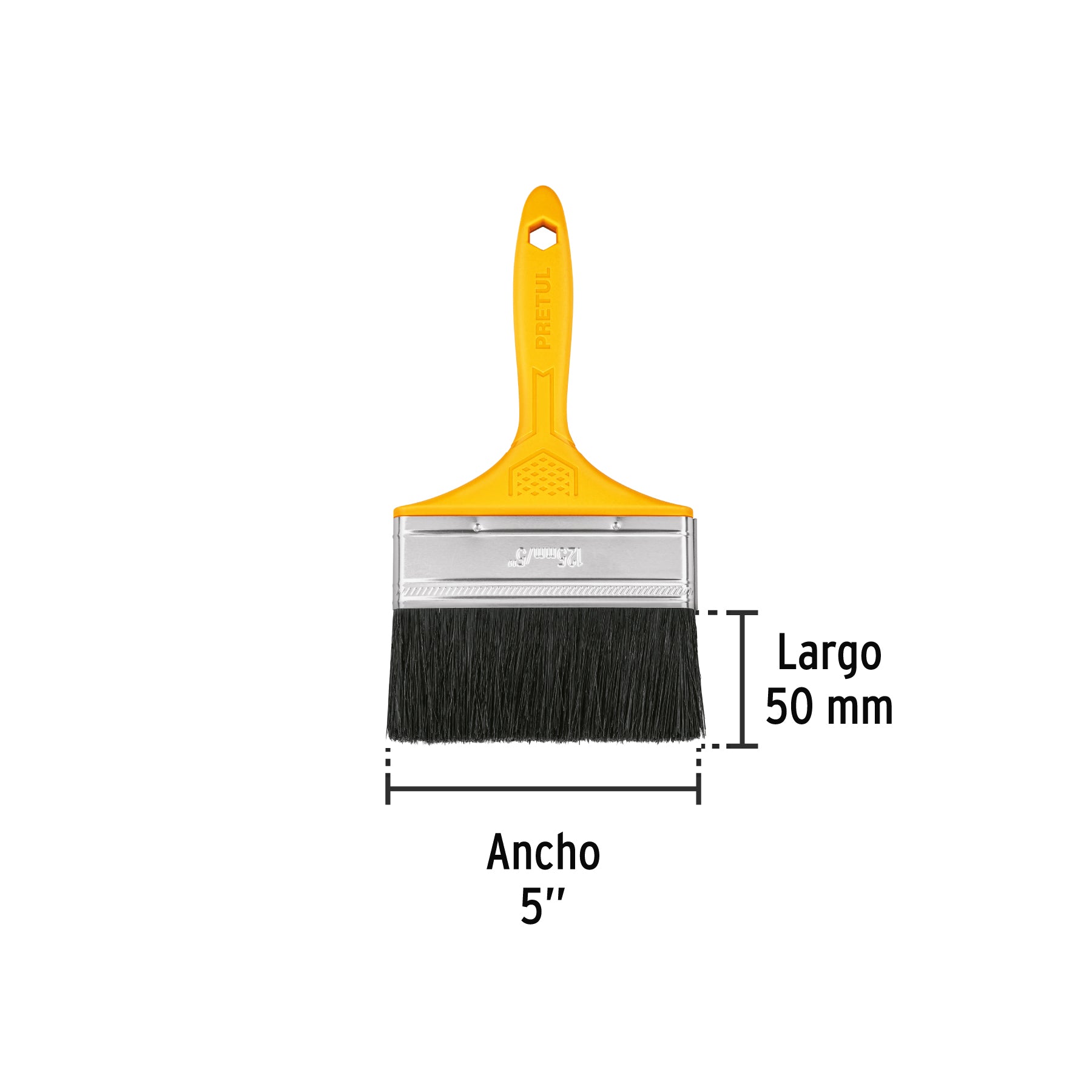 Brocha uso general de 5" con mango de plástico, PRETUL