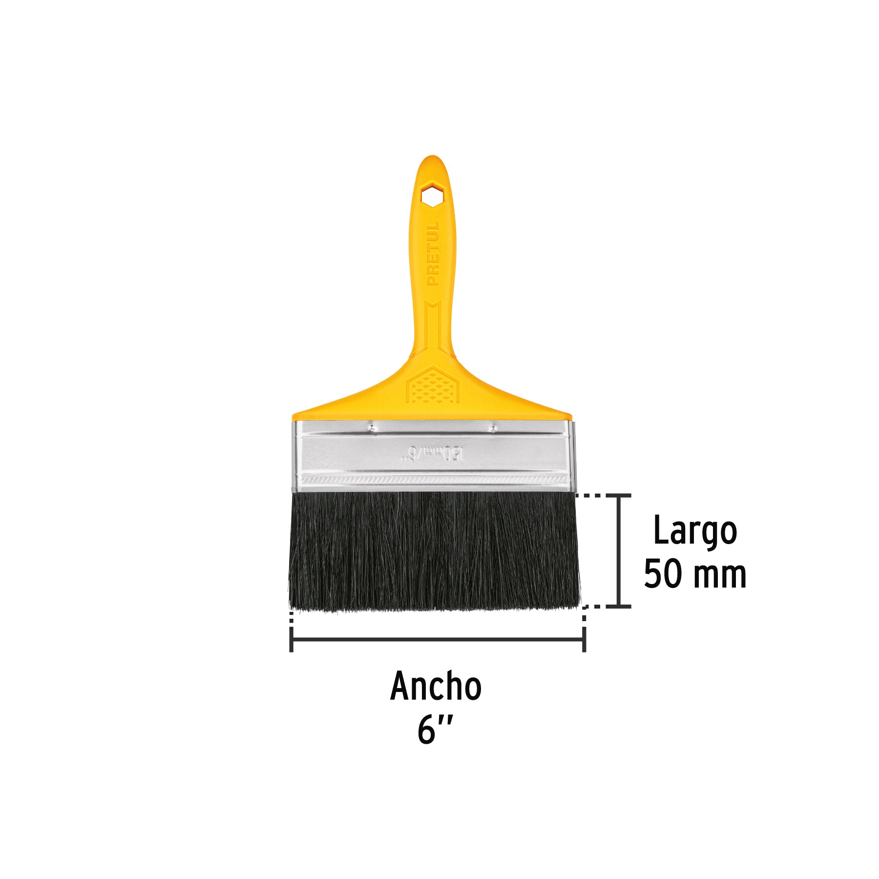 Brocha uso general de 6" con mango de plástico, PRETUL