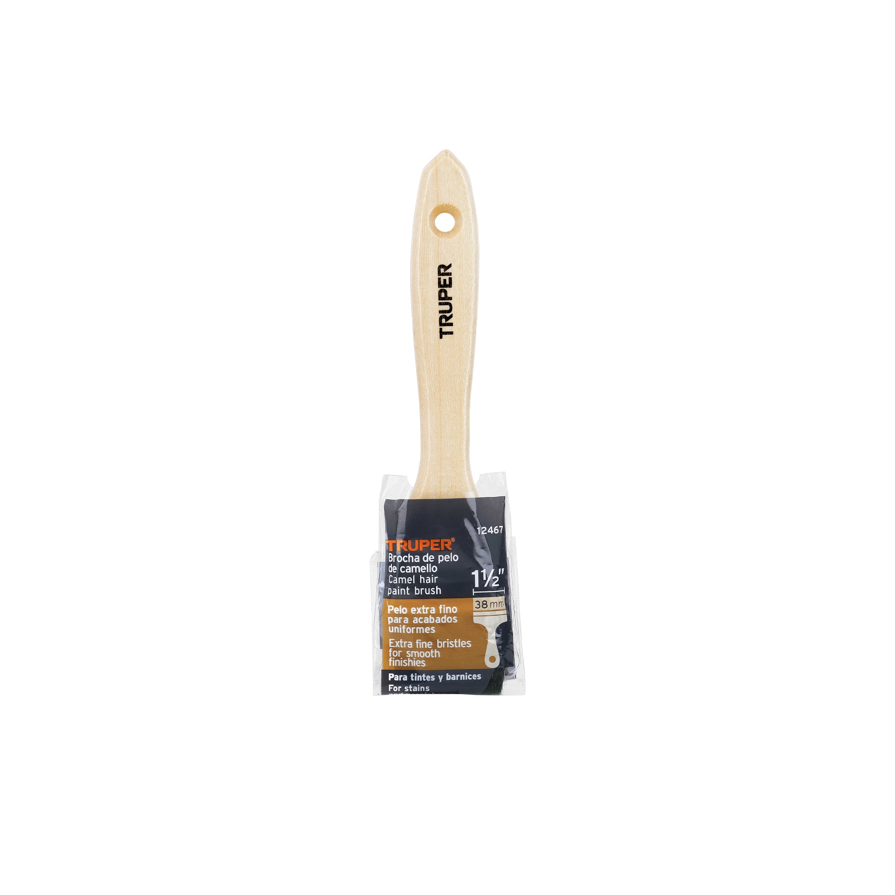 Brocha pelo de camello de 1-1/2" con mango de madera, TRUPER