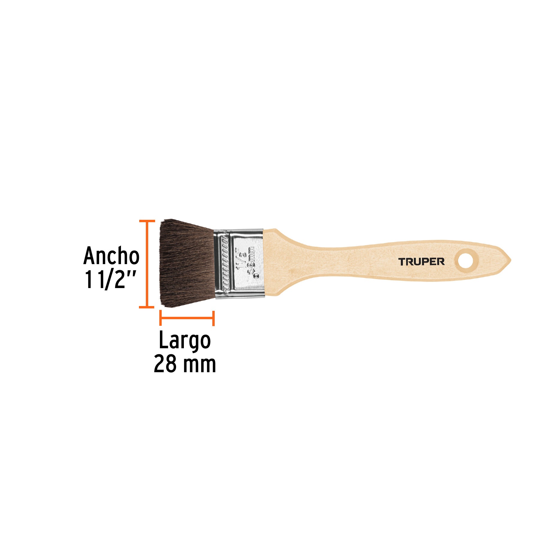 Brocha pelo de camello de 1-1/2" con mango de madera, TRUPER