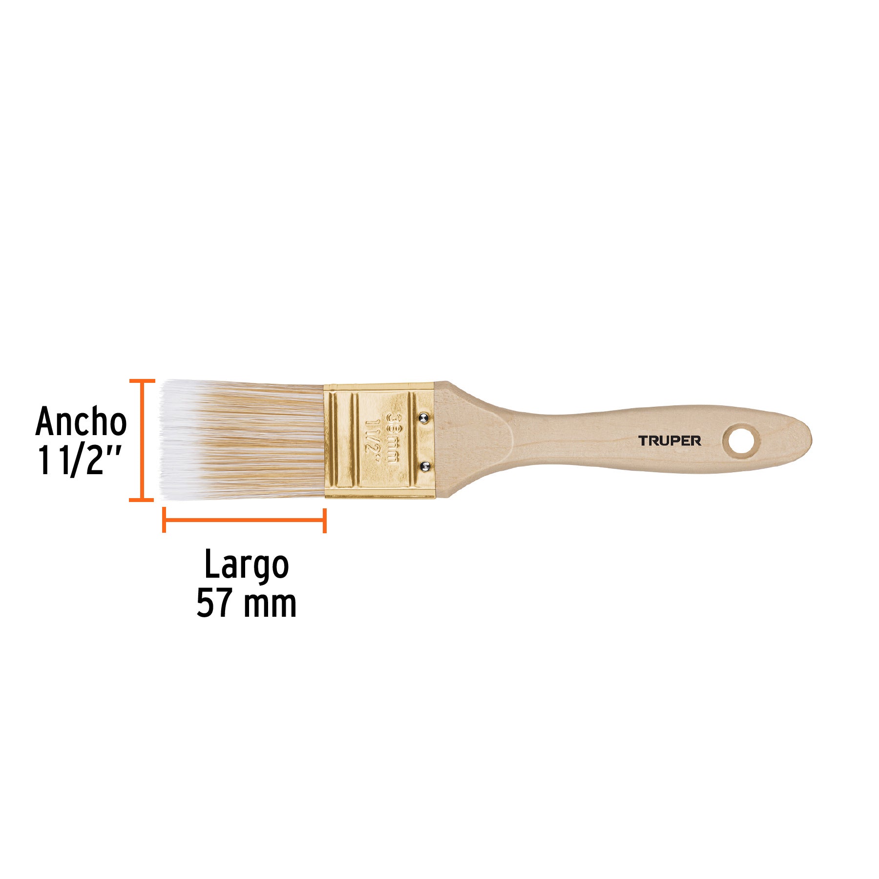 Brocha cerdas sintéticas 1-1/2" corte recto, mango de madera