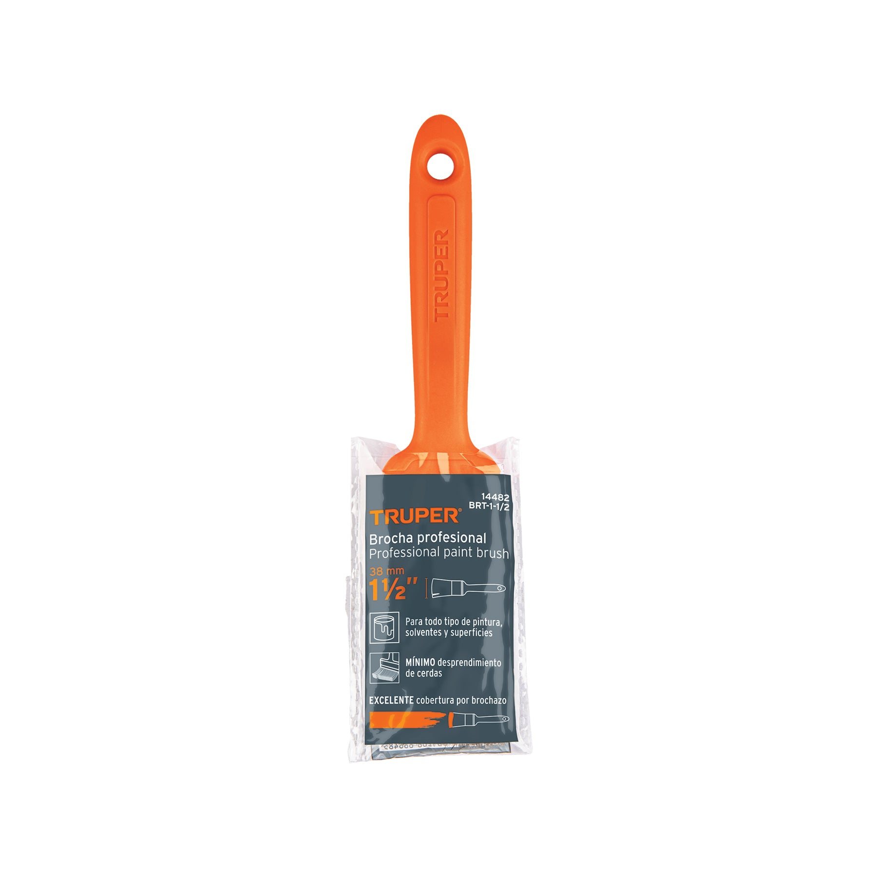 Brocha profesional de 1-1/2" con mango de plástico, TRUPER
