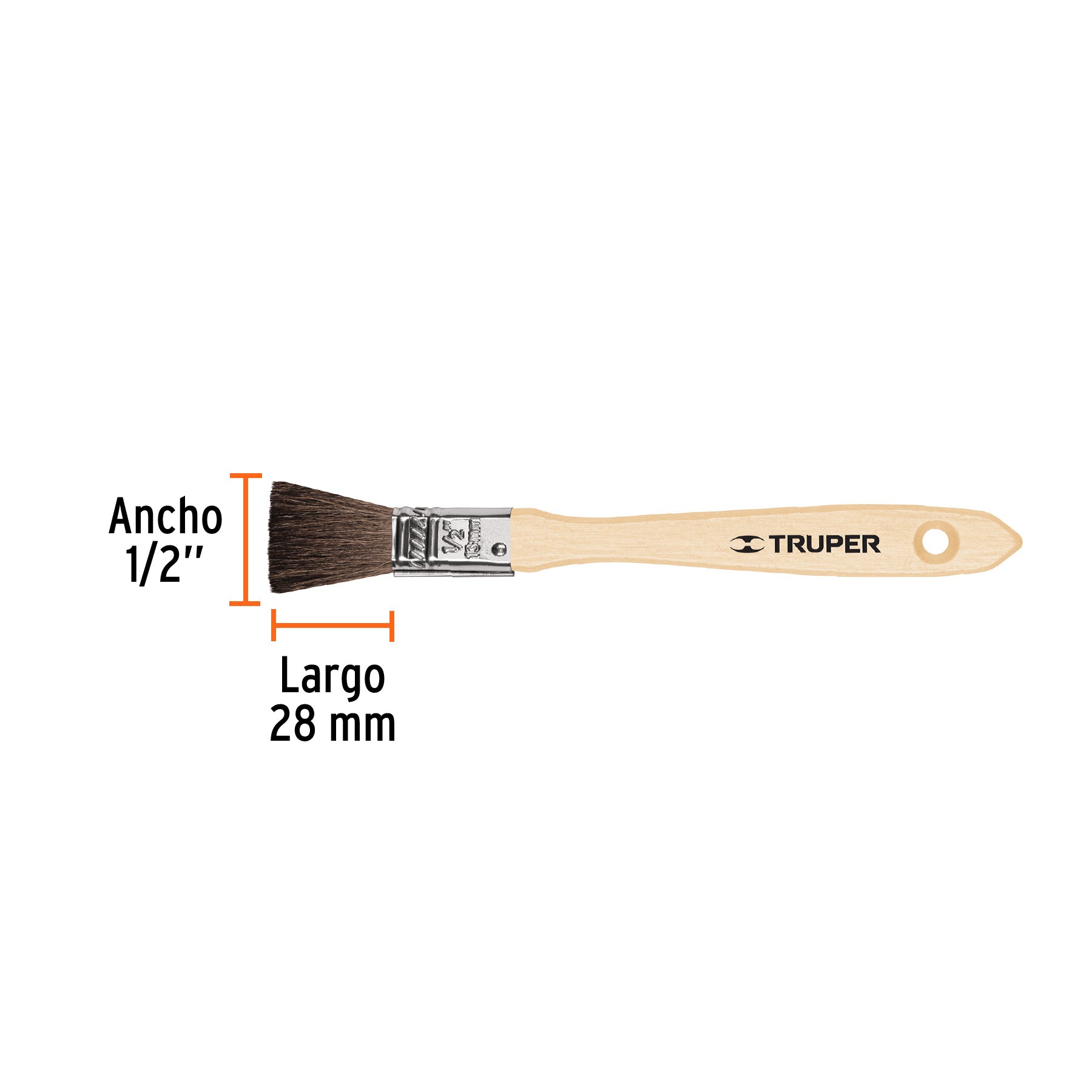 Brocha pelo de camello de 1/2" con mango de madera, TRUPER