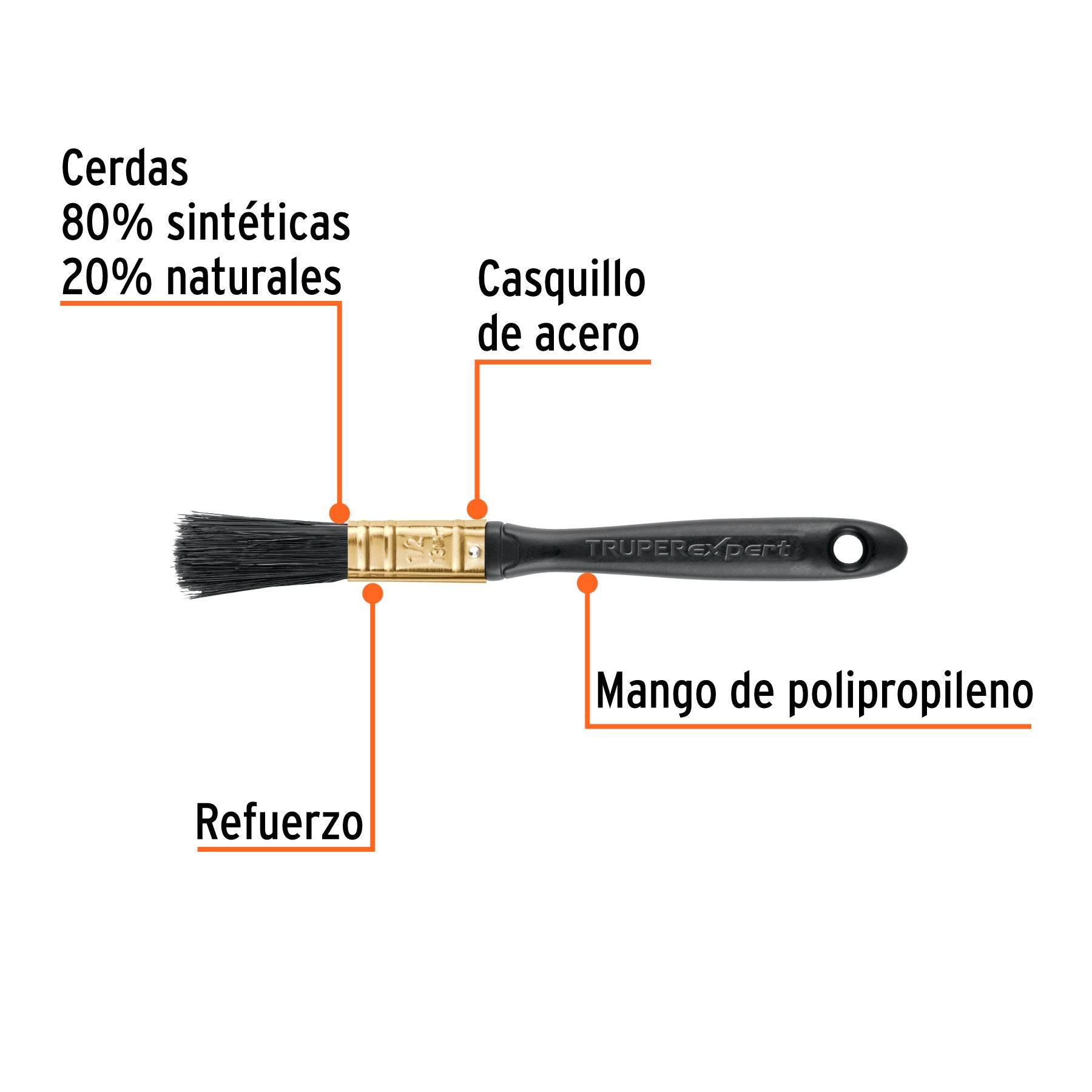Brocha profesional de 1/2" mango de plástico, TRUPER EXPERT