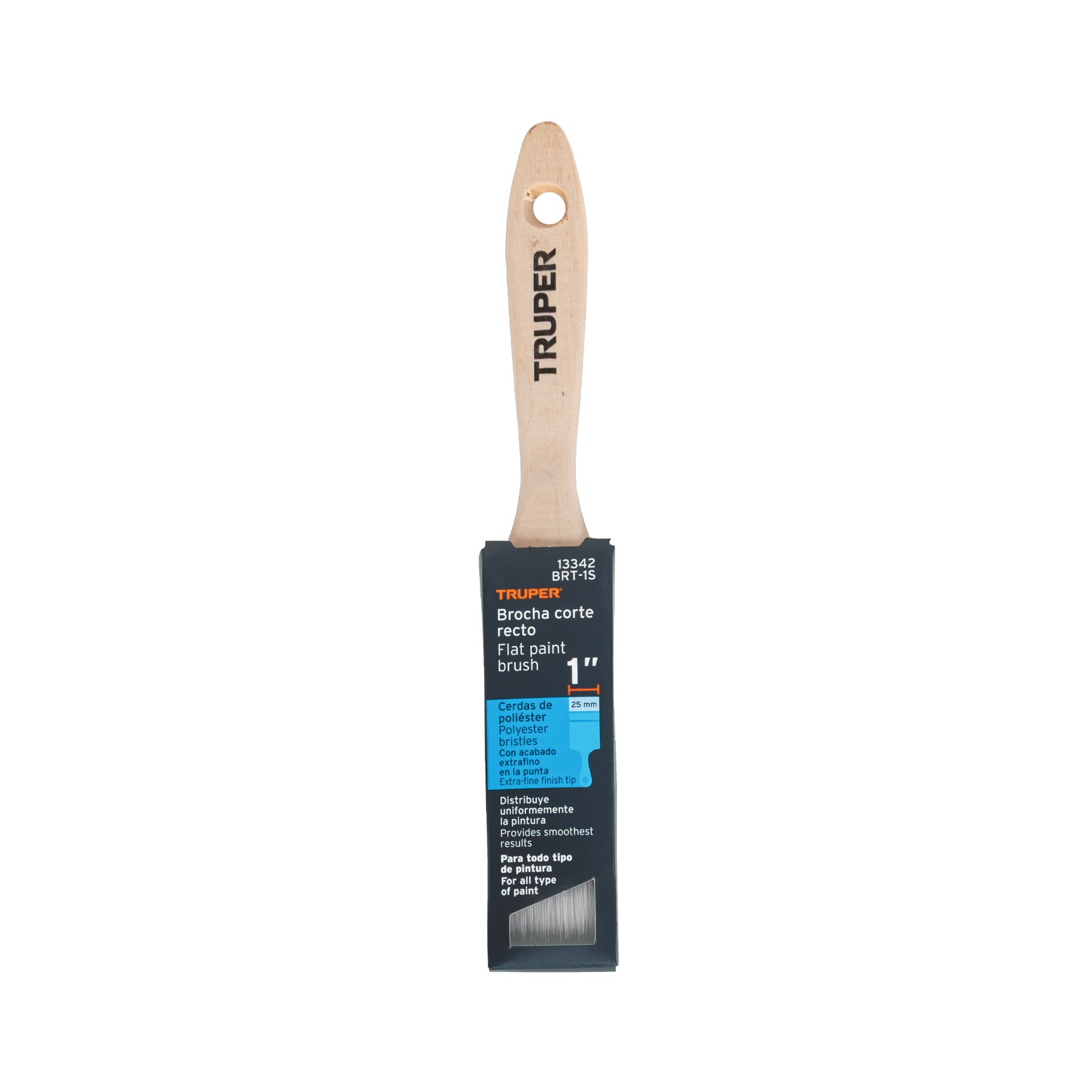Brocha cerdas sintéticas 1" corte recto, mango de madera