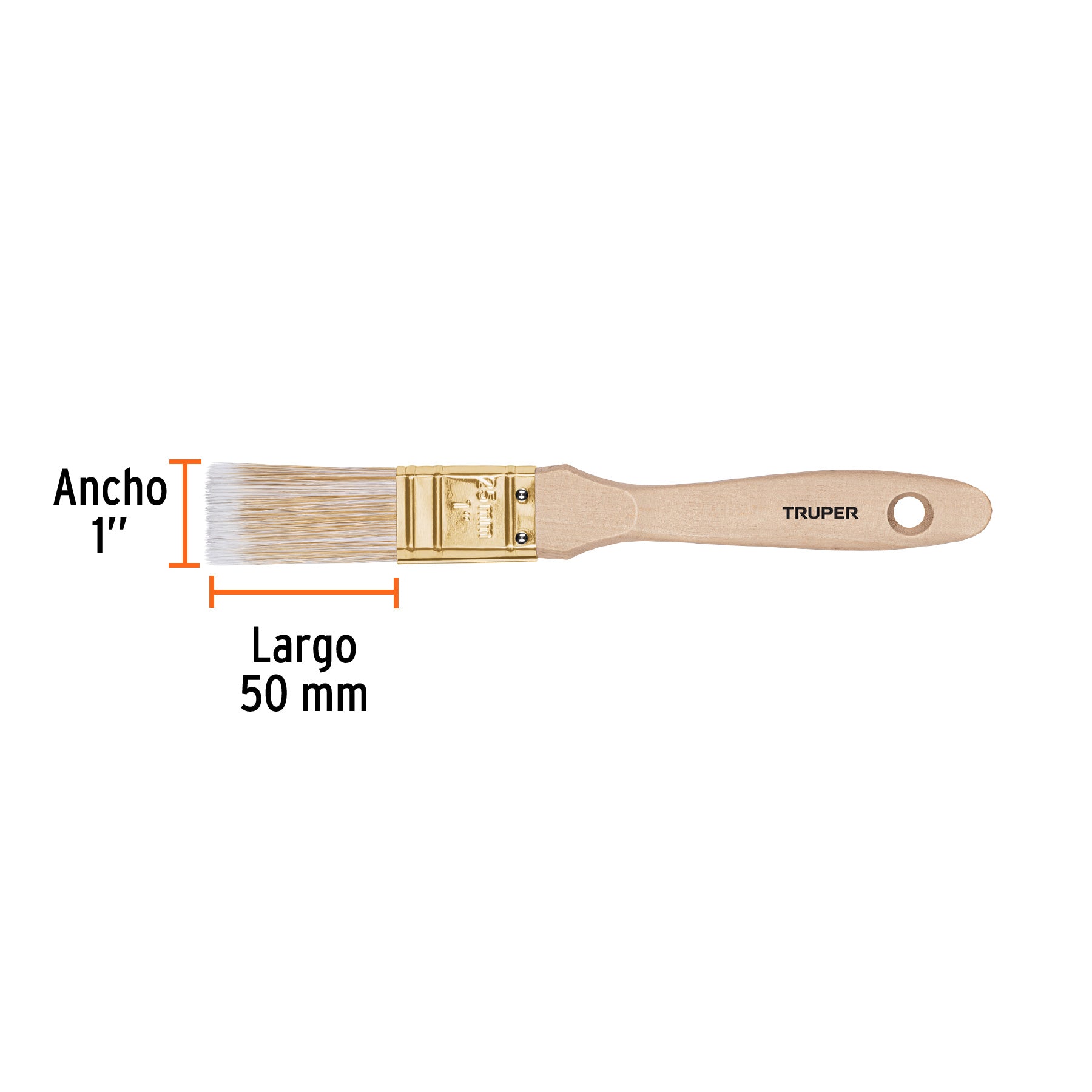 Brocha cerdas sintéticas 1" corte recto, mango de madera