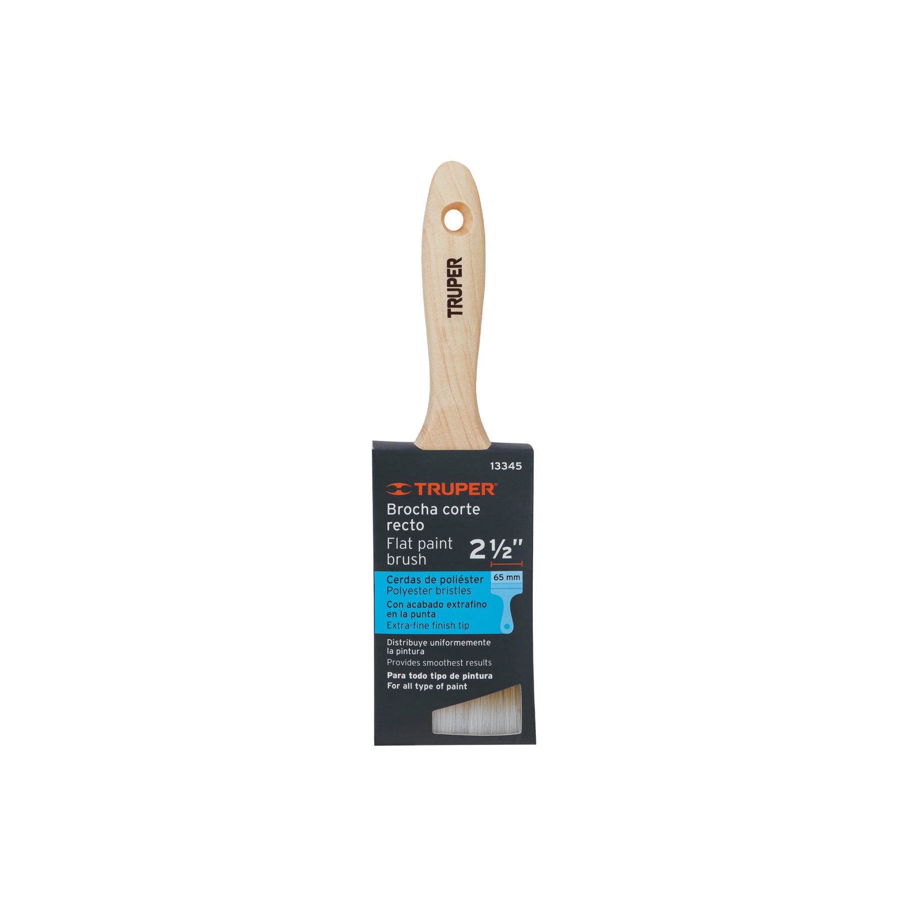 Brocha cerdas sintéticas 2-1/2" corte recto, mango de madera