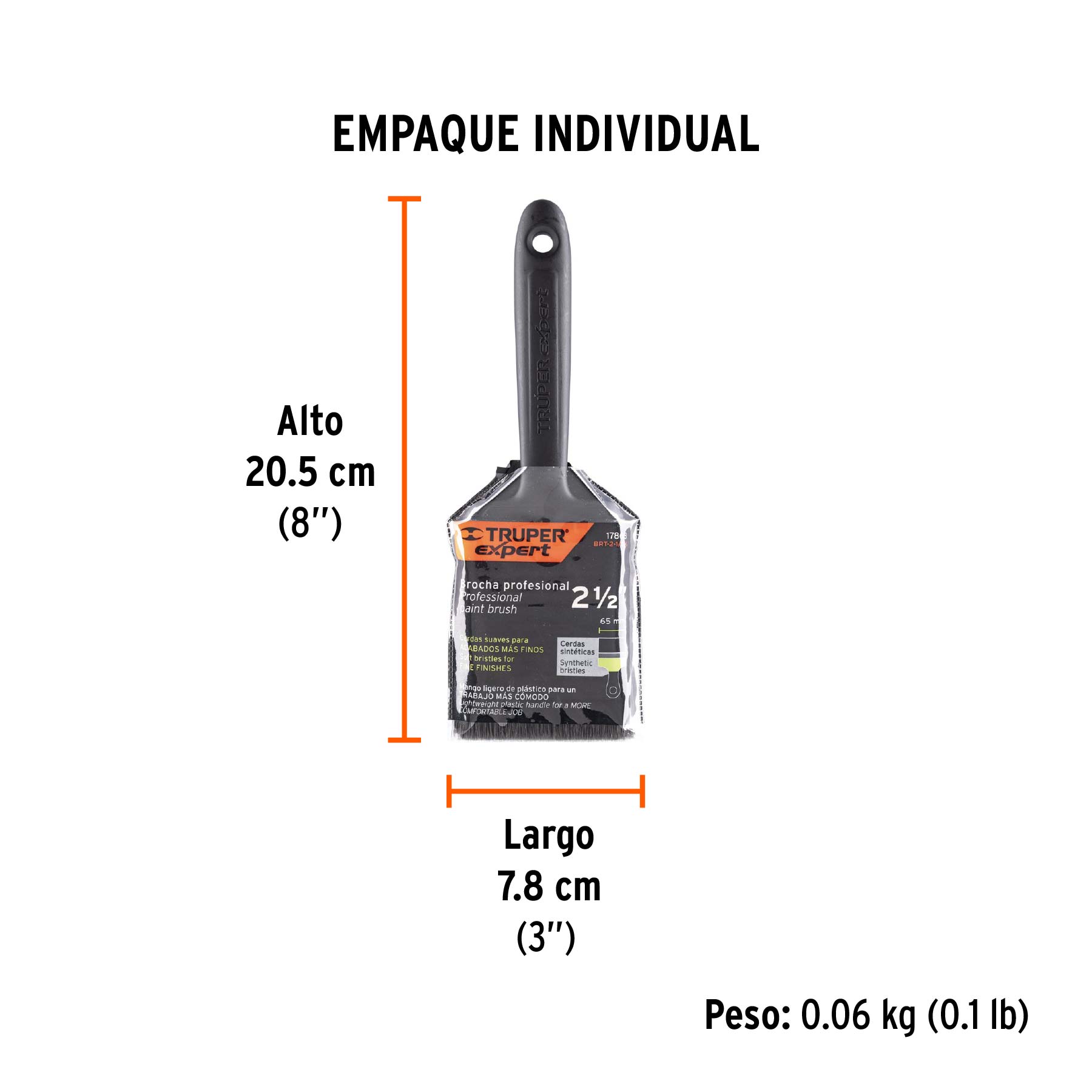Brocha profesional de 2-1/2" mango de plástico, EXPERT - Empaque