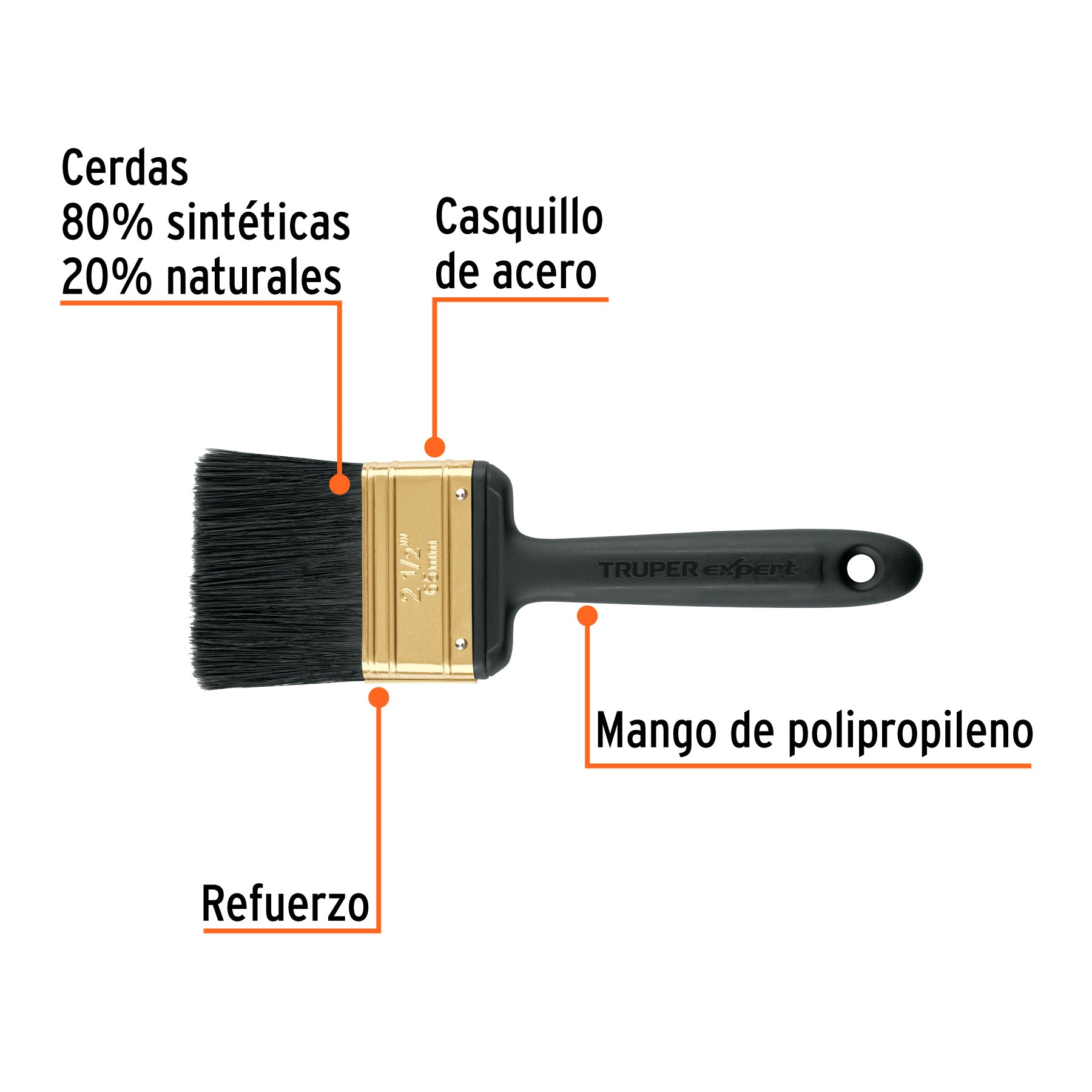 Brocha profesional de 2-1/2" mango de plástico, EXPERT