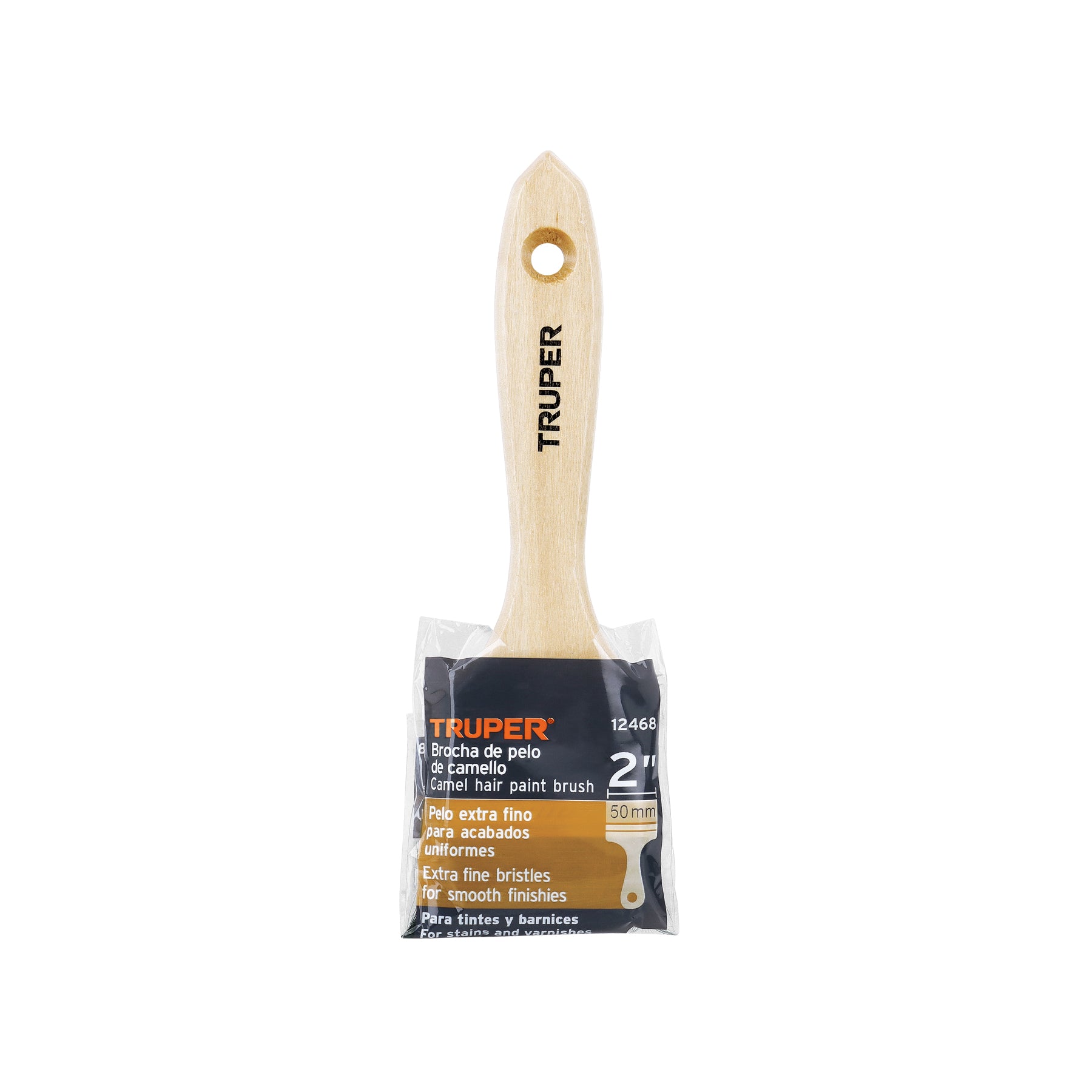 Brocha pelo de camello de 2" con mango de madera, TRUPER