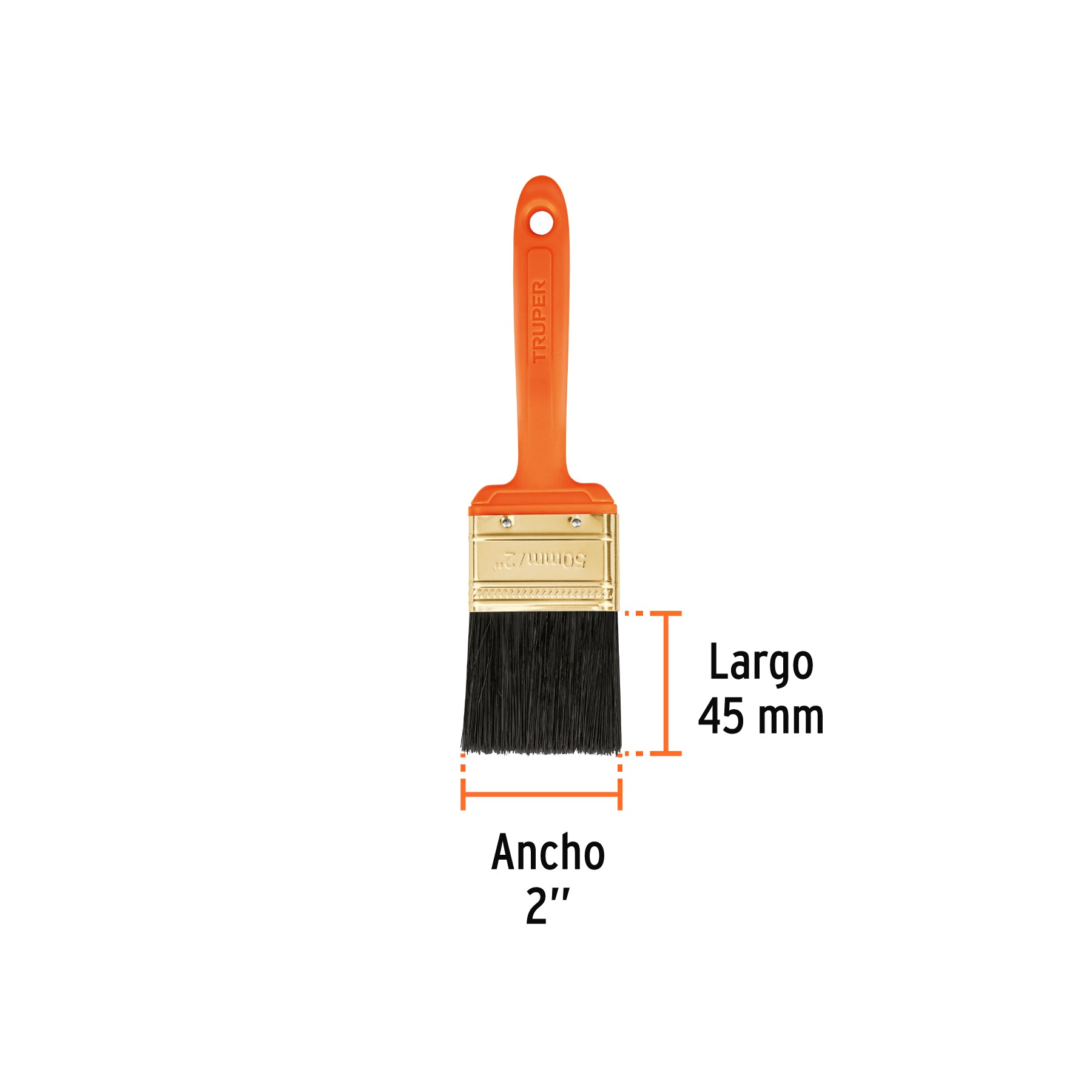 Brocha profesional de 2" con mango de plástico, TRUPER