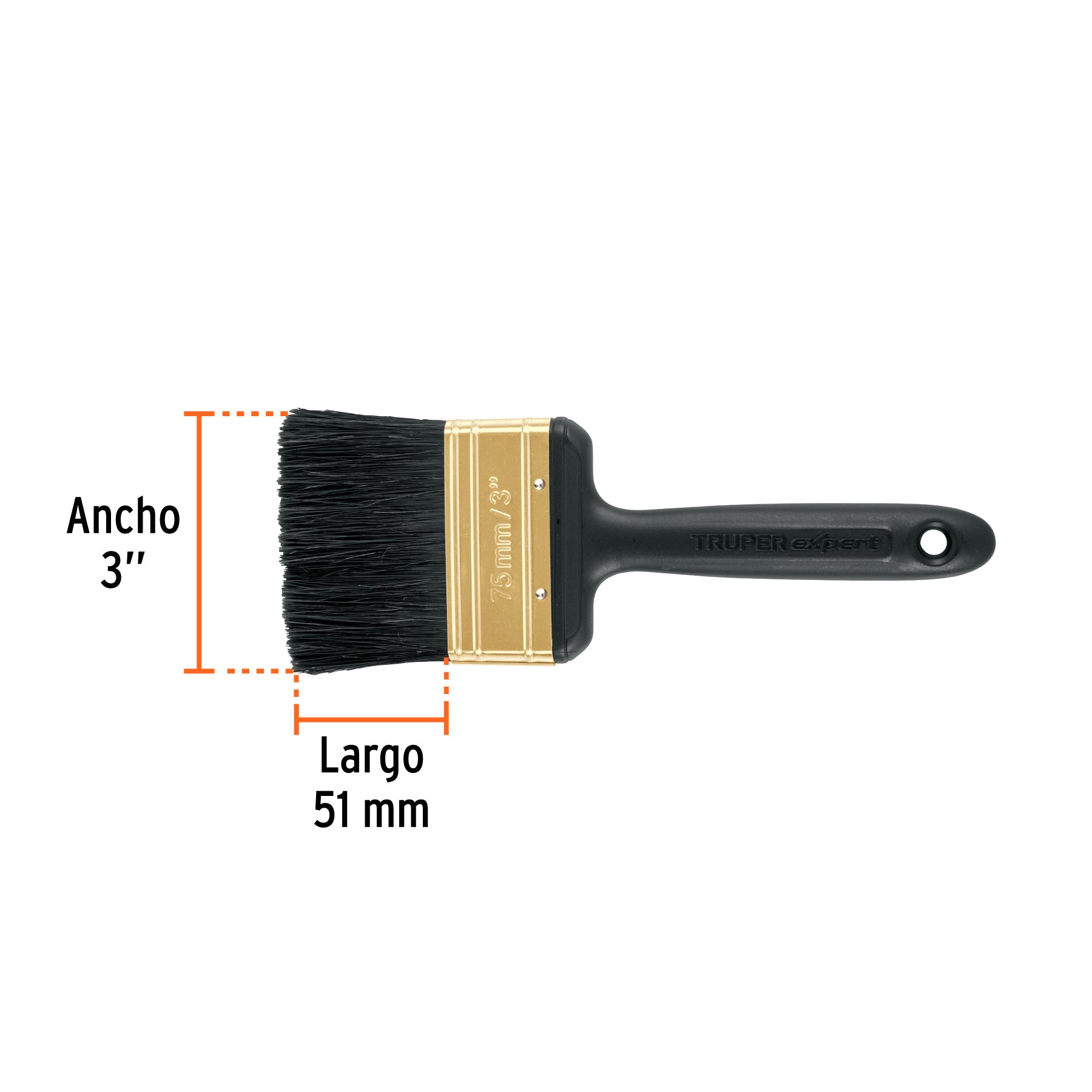 Brocha profesional de 3" mango de plástico, TRUPER EXPERT